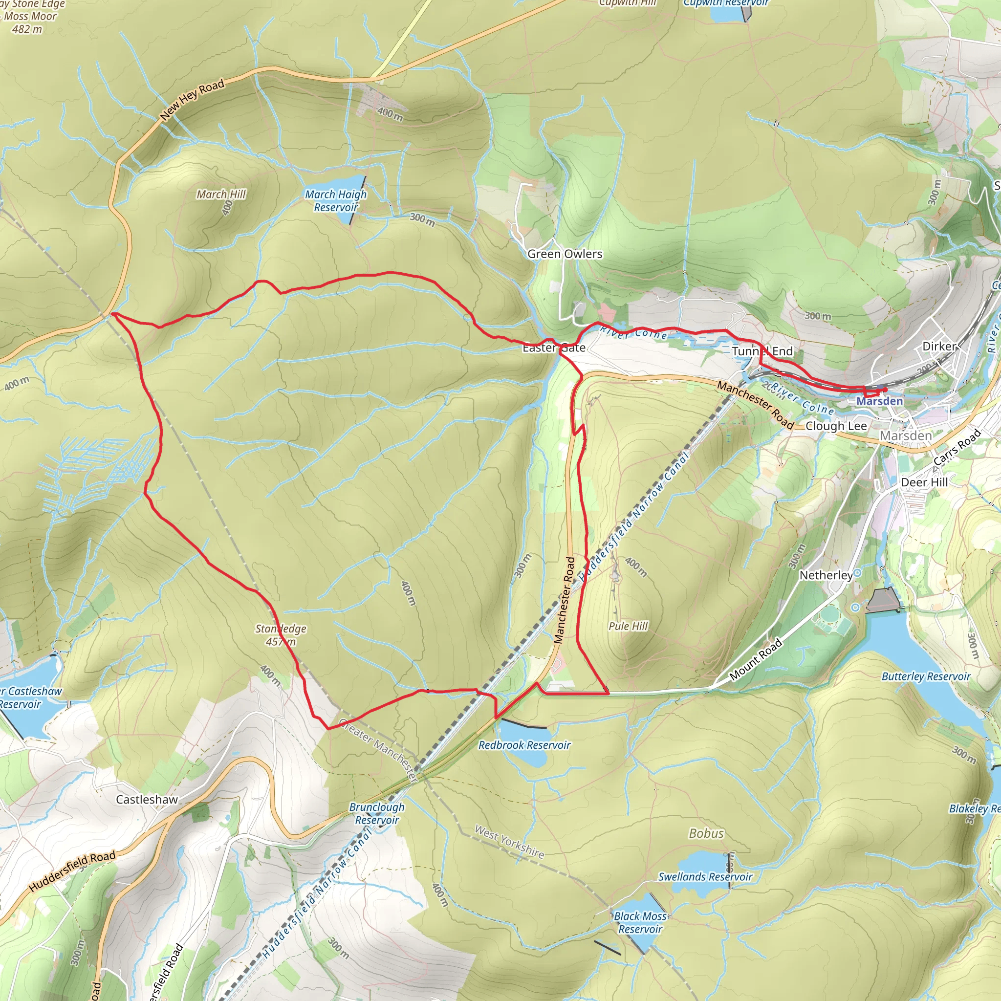 Standedge Trail from Marsden mobile static map