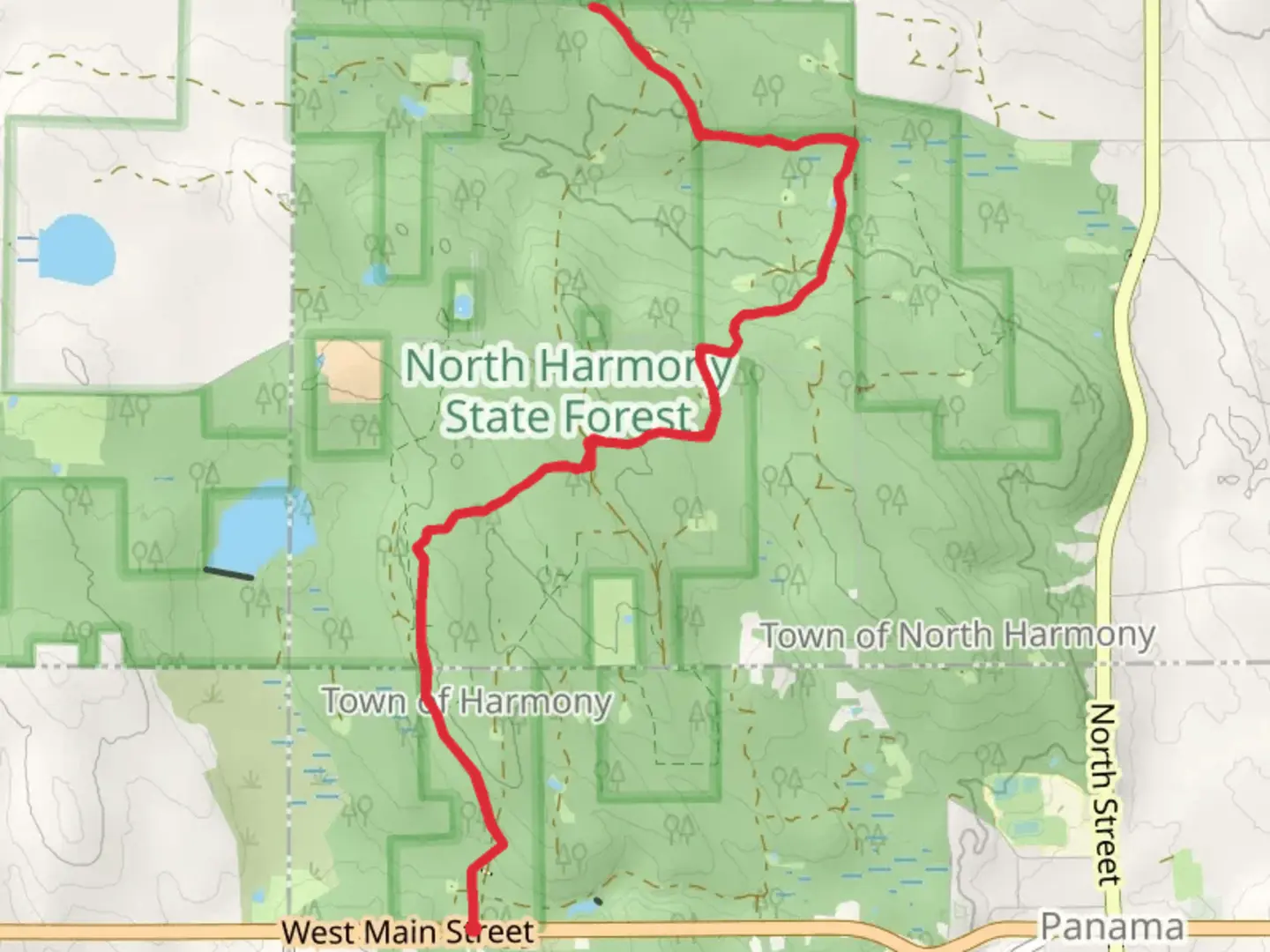 An image depicting the trail Little Brokenstraw Creek and Goose Creek and its surrounding area.
