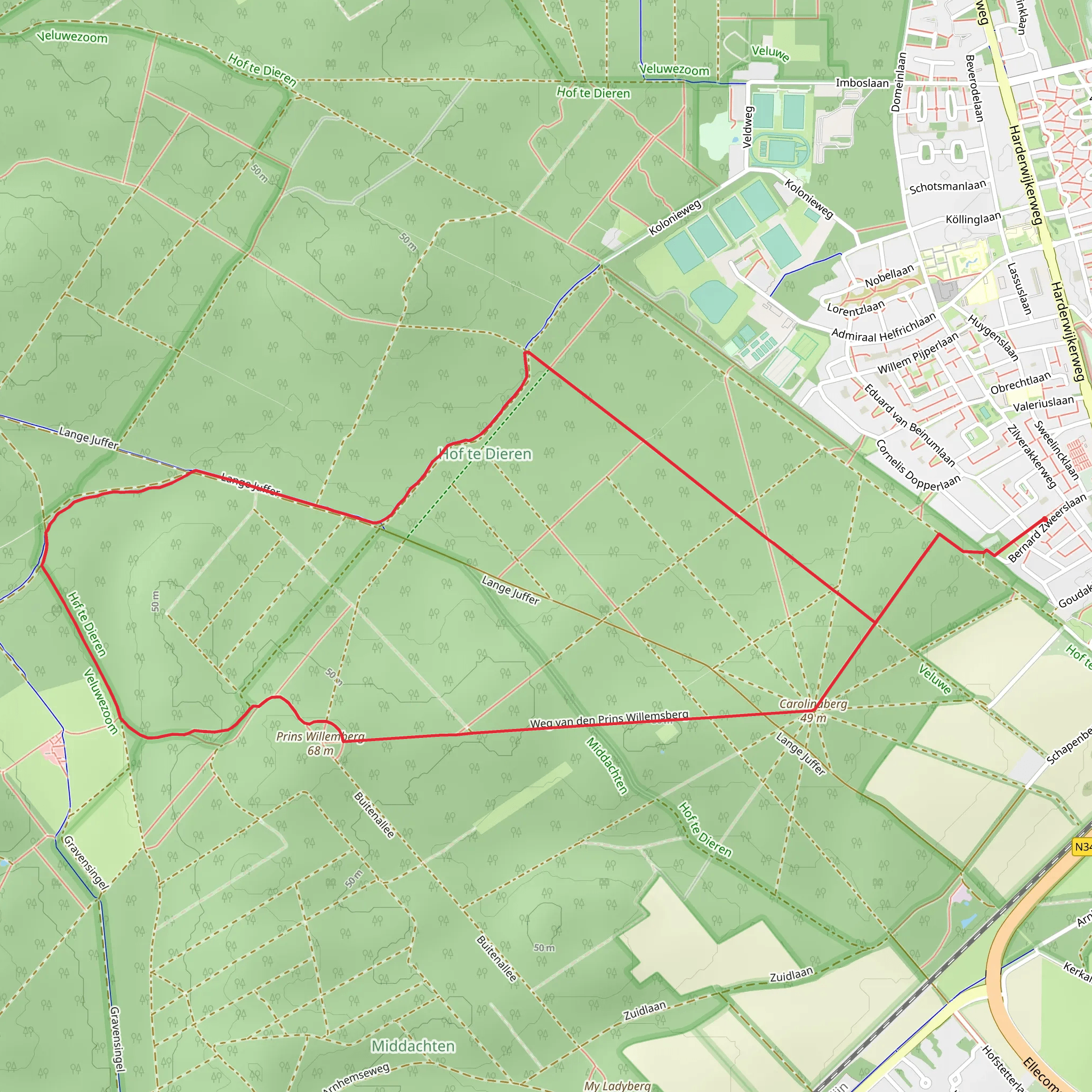 Carolinaberg and Lange Juffer Loop mobile static map