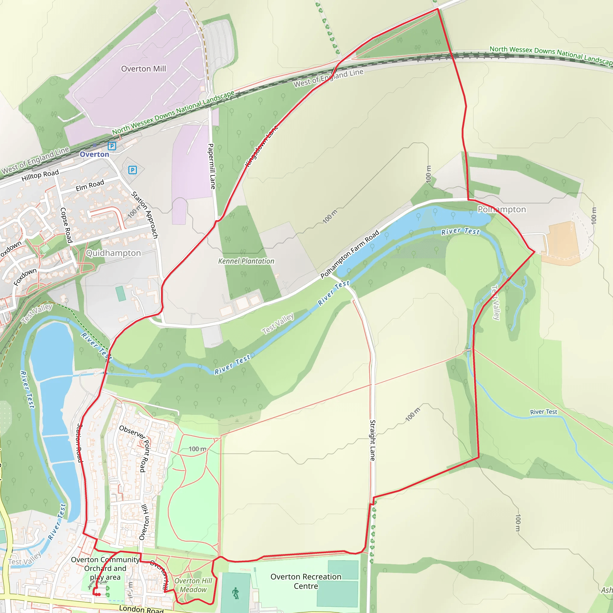 Overton Hill Area and Polhampton Loop mobile static map