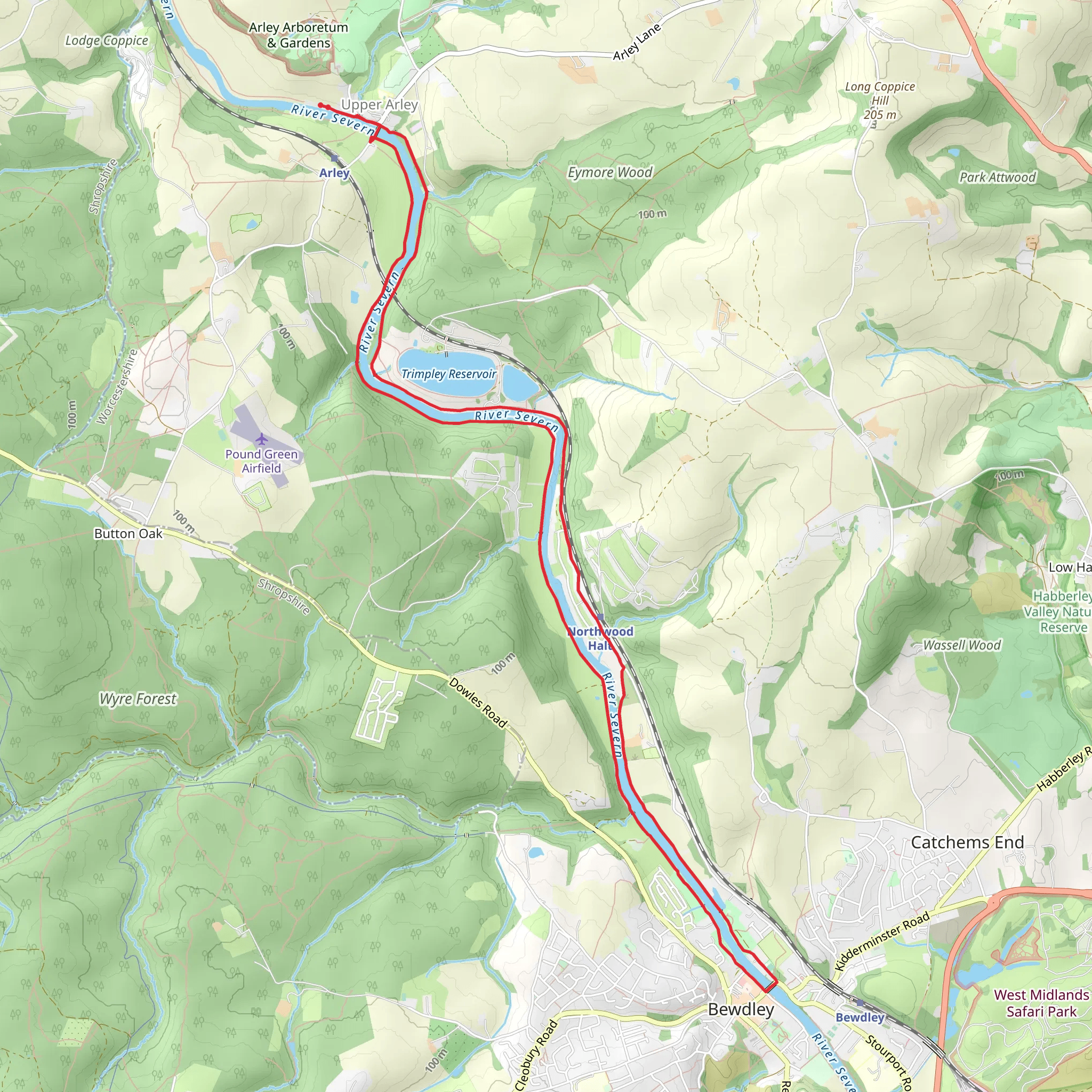 Arley to Bewdley Loop mobile static map