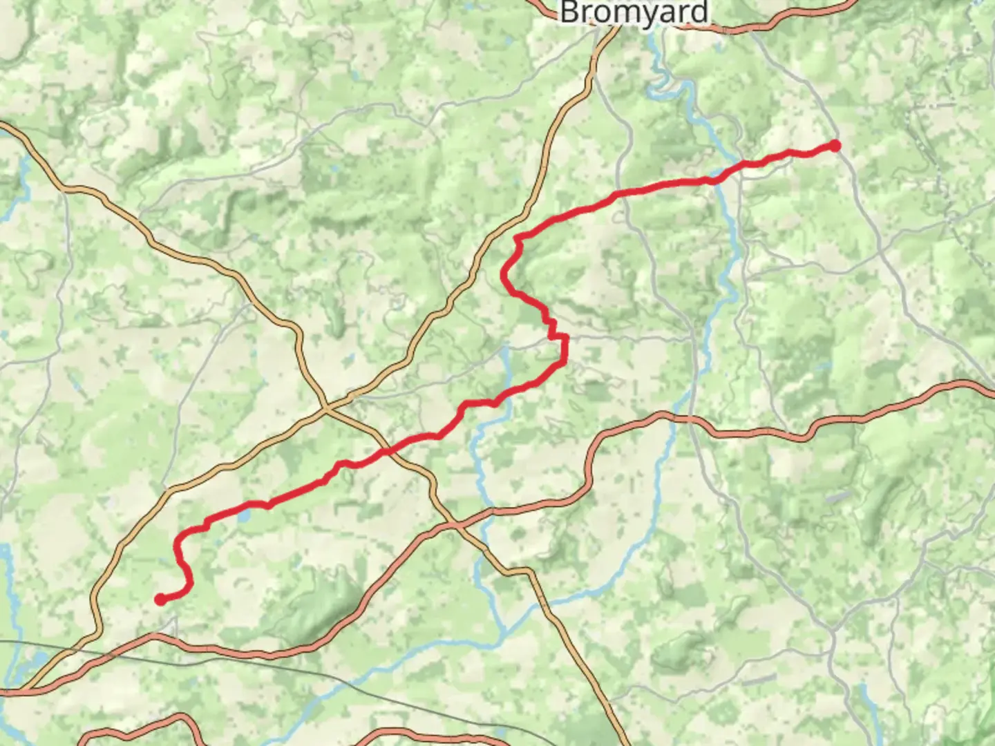 An image depicting the trail Withington to Stanford Bishop Village Walk and its surrounding area.