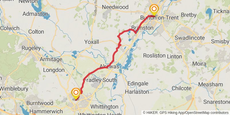 Staffordshire Loop from Burton-upon-Trent stage 9 Map