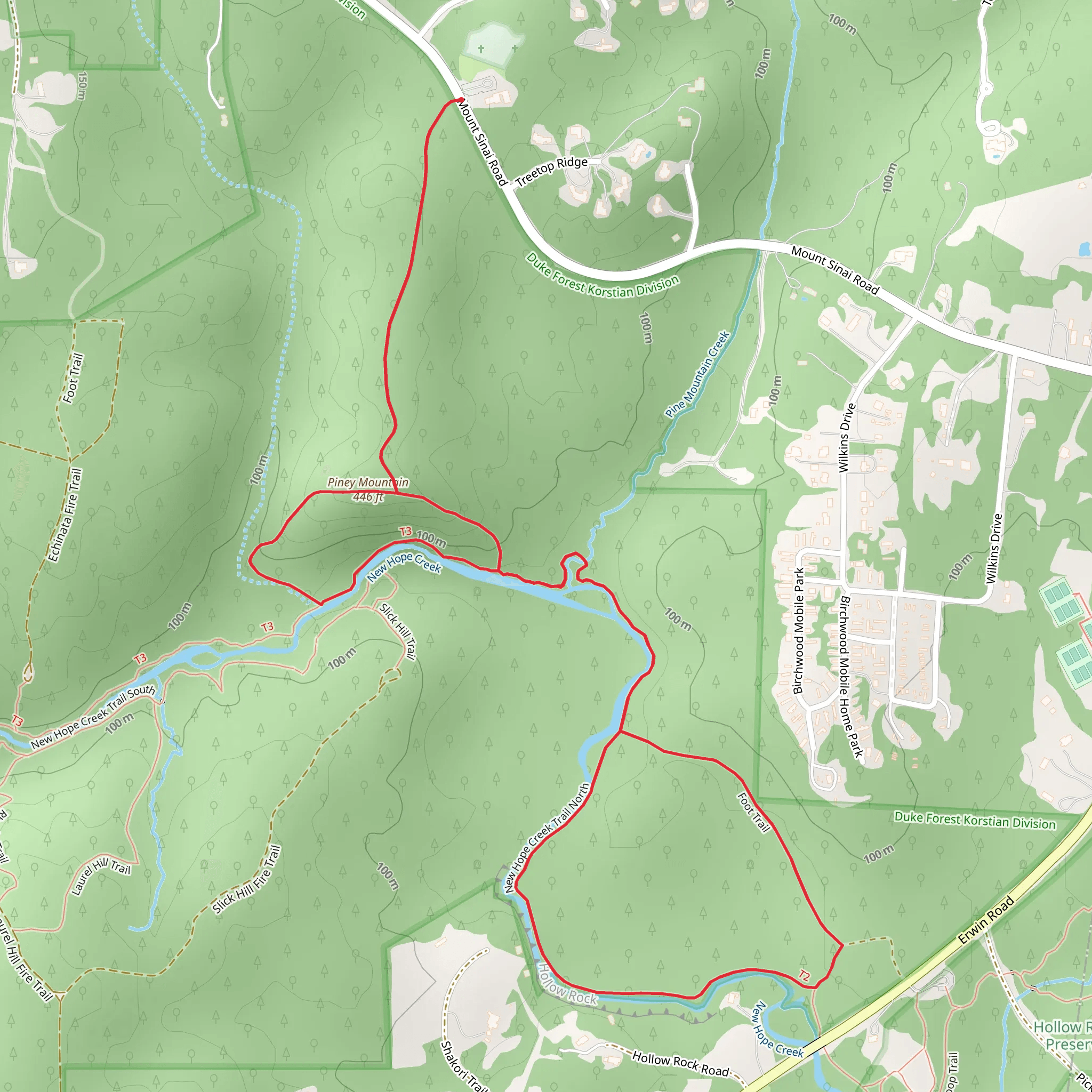 Piney Mountain and New Hope Creek Loop Trail - North mobile static map