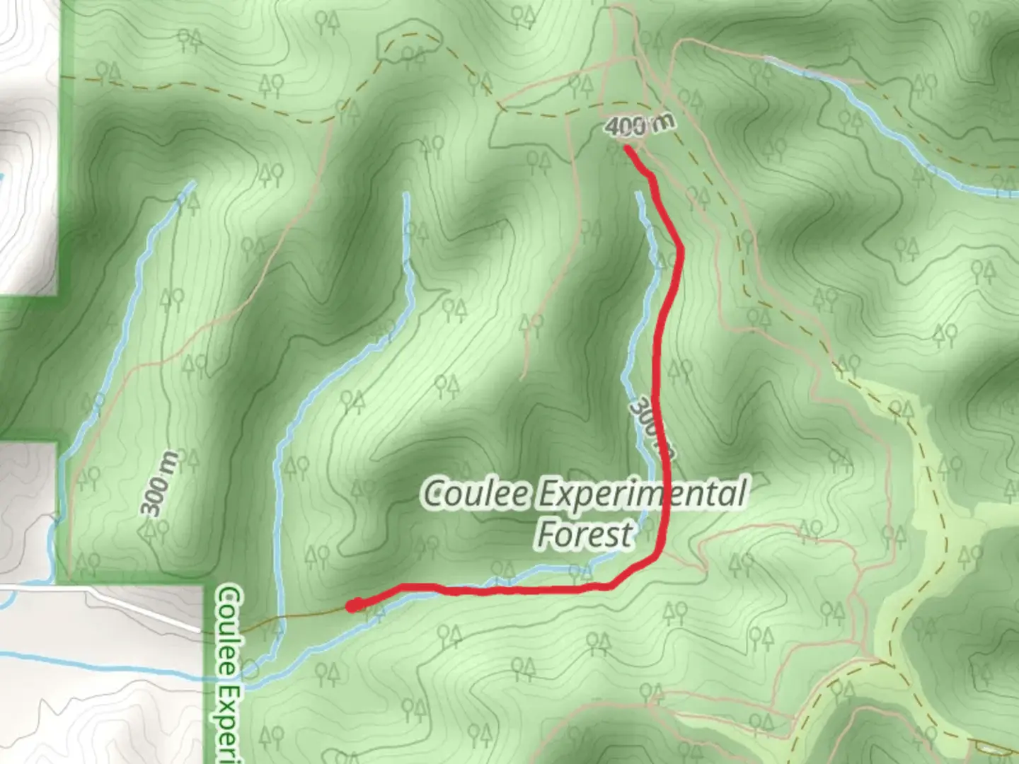 An image depicting the trail Coulee Experimental Forest Out and Back and its surrounding area.