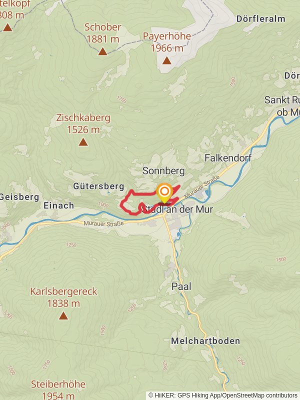 Route from Stadl to the Hiasbauer mobile static map