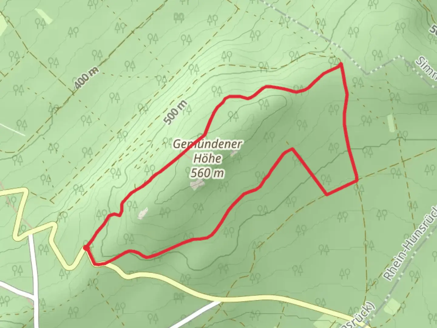 An image depicting the trail Gemündener Höhe Circle and its surrounding area.