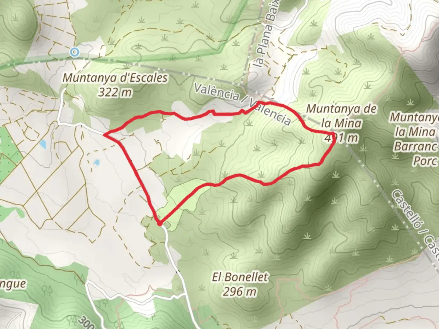 An image depicting the trail Path of Les Escales PR CV 364 and its surrounding area.