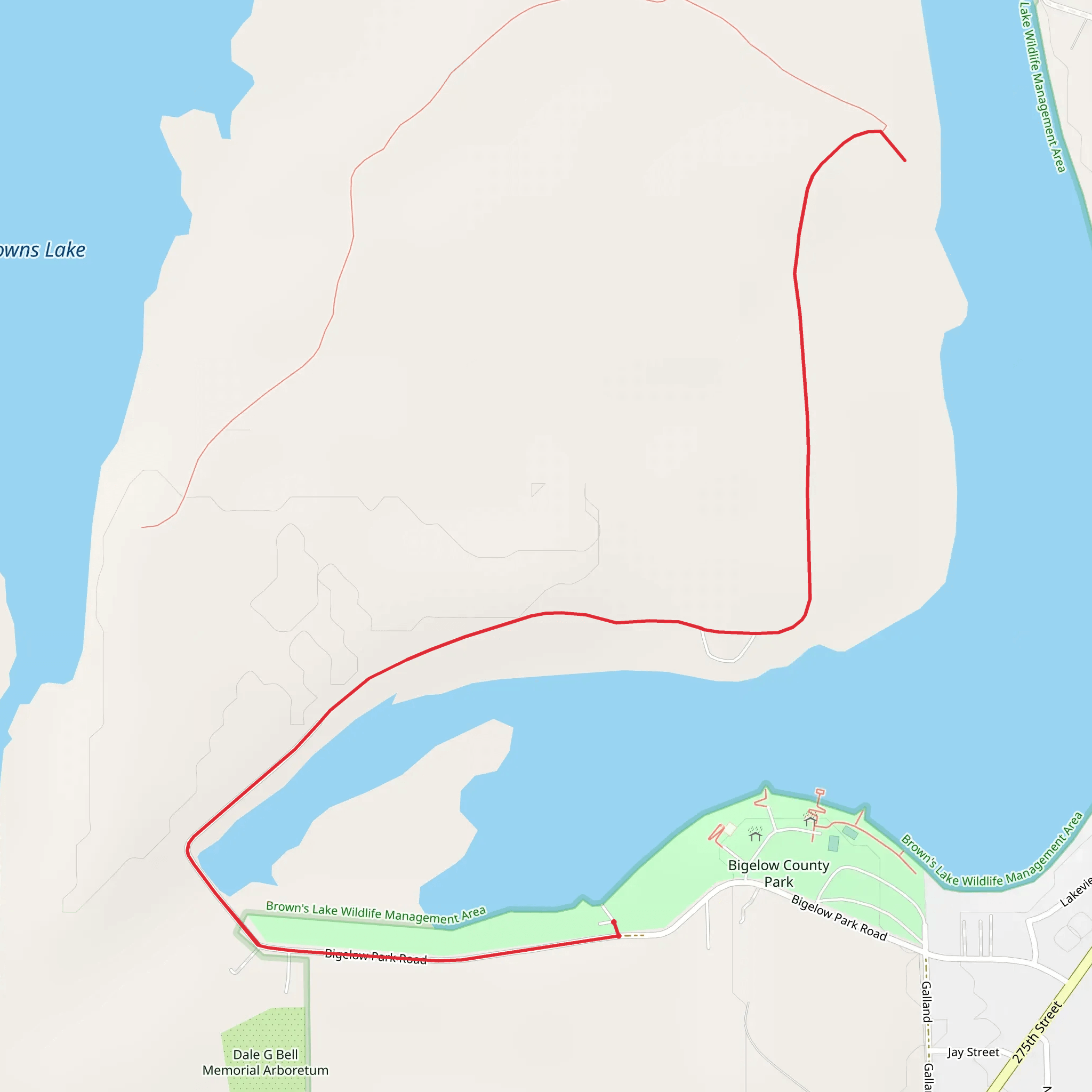Bigelow County Park - Browns Lake mobile static map