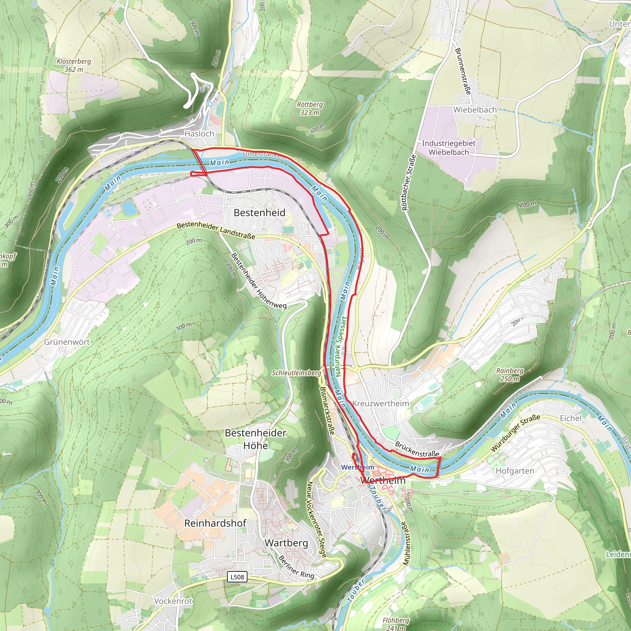 Main via Heunweg and Mainweg Teil 7 mobile static map