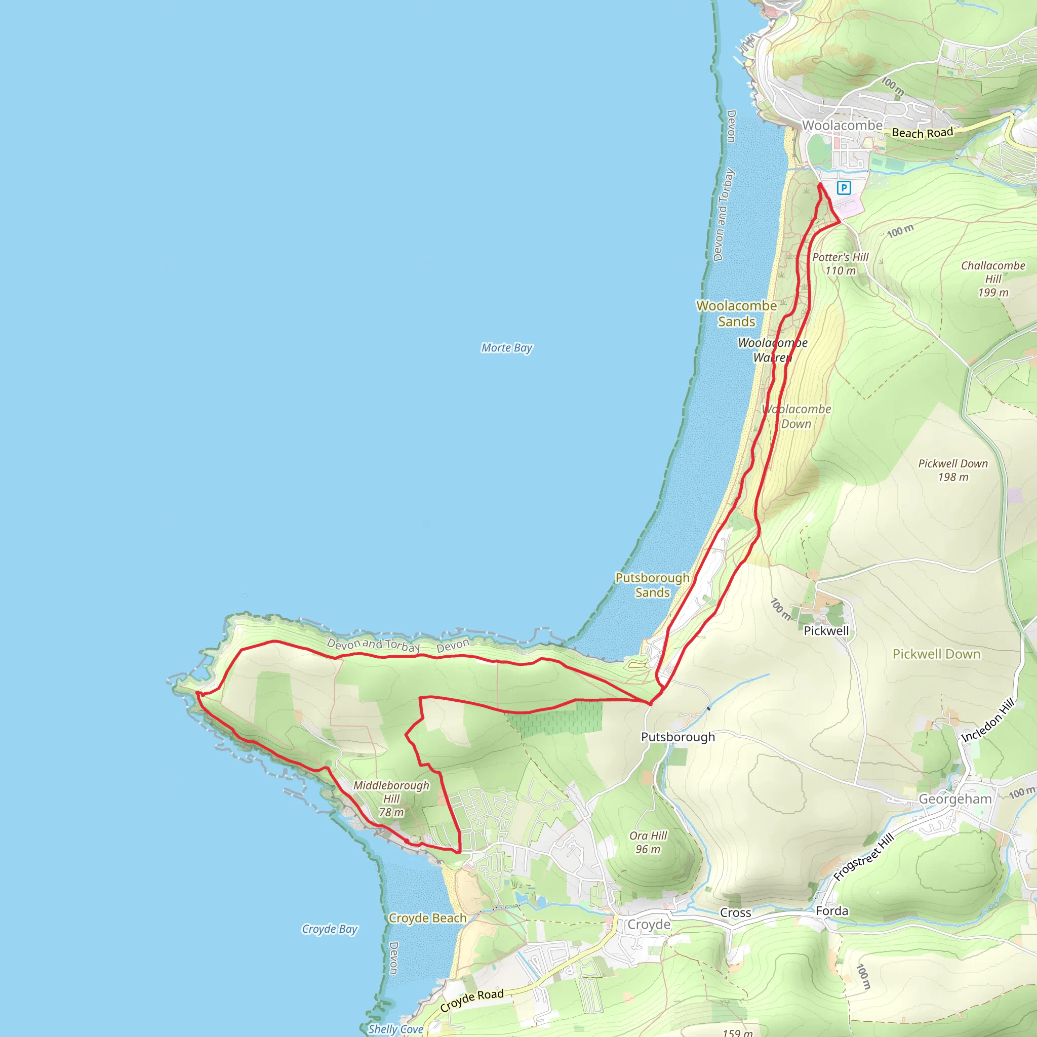 Baggy Point to Woolacombe Circular Walk mobile static map