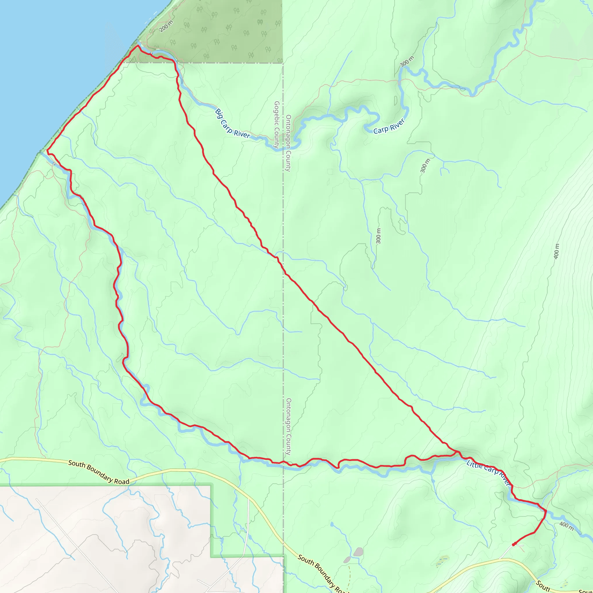 Cross, Lake Superior and Little Carp River Loop Trail mobile static map