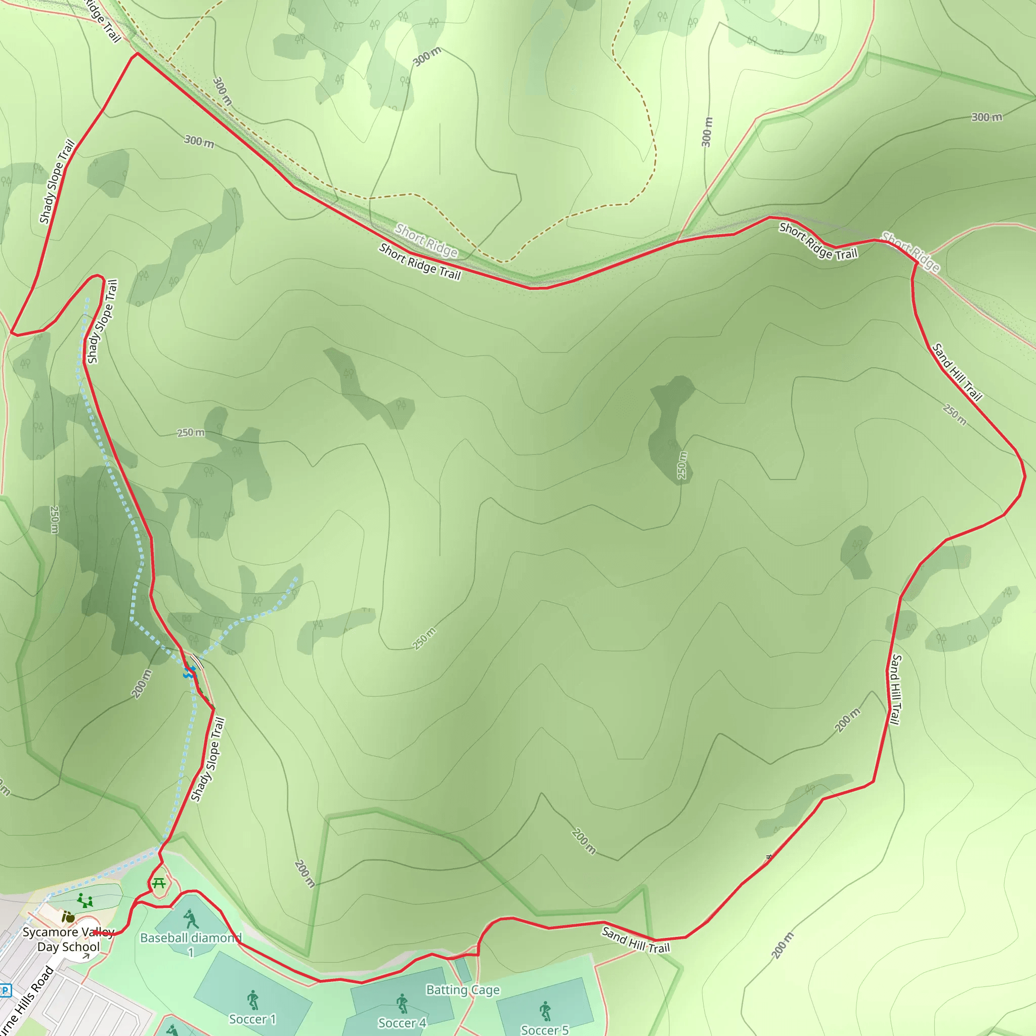 Shady Slope and Sand Hill Loop Trail mobile static map