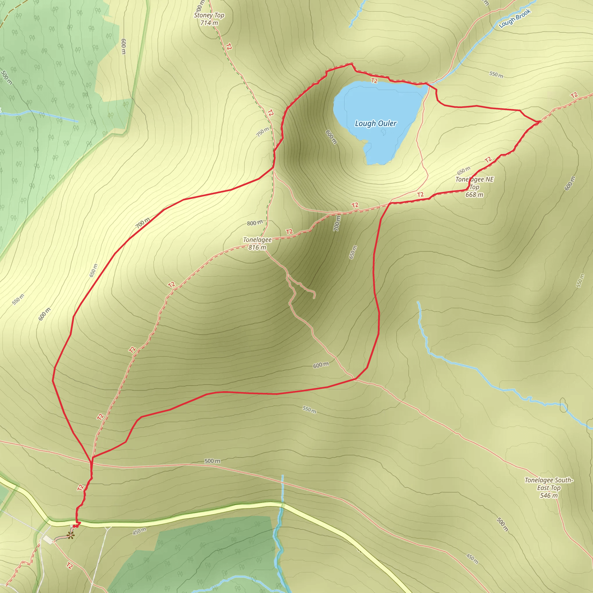 Tonelagee Northeast Top Mountain mobile static map