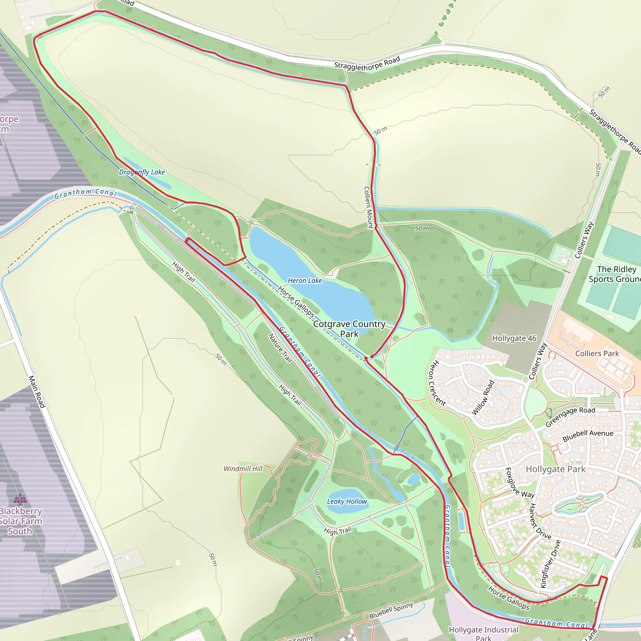 Heron Lake, Dragonfly Lake and Grantham Canal mobile static map