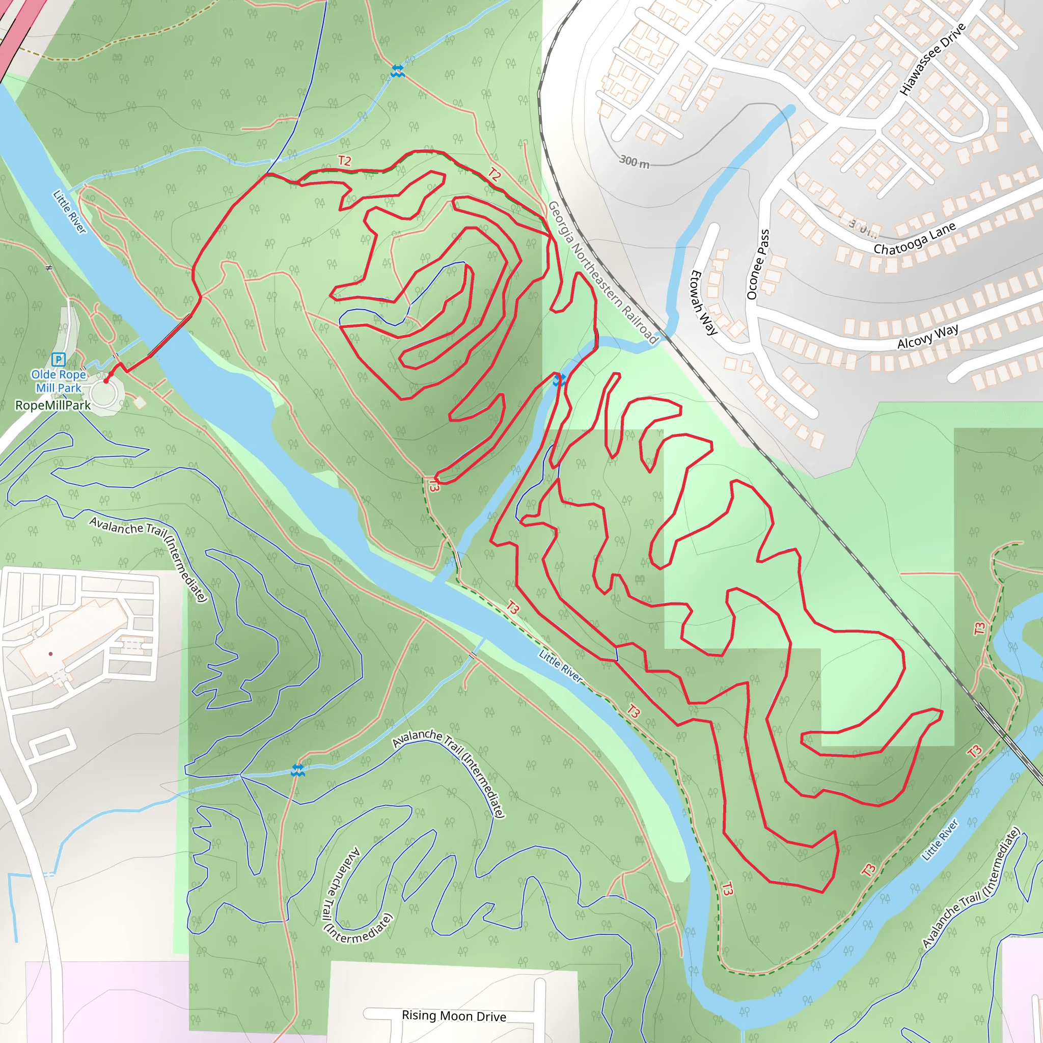 Olde Rope Mill Park Loop mobile static map