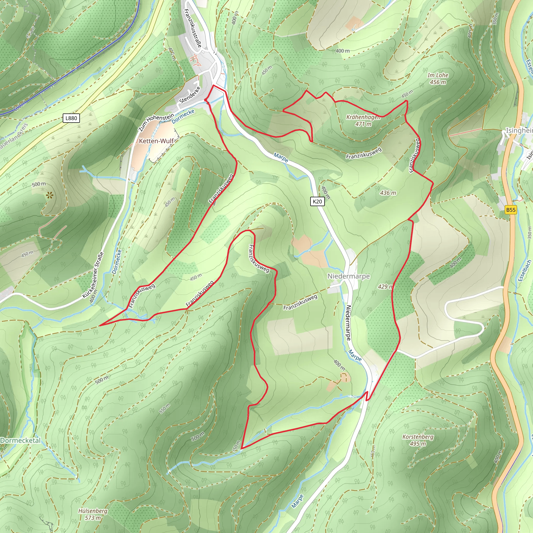 Kueckelheim and Eslohe Rundweg mobile static map
