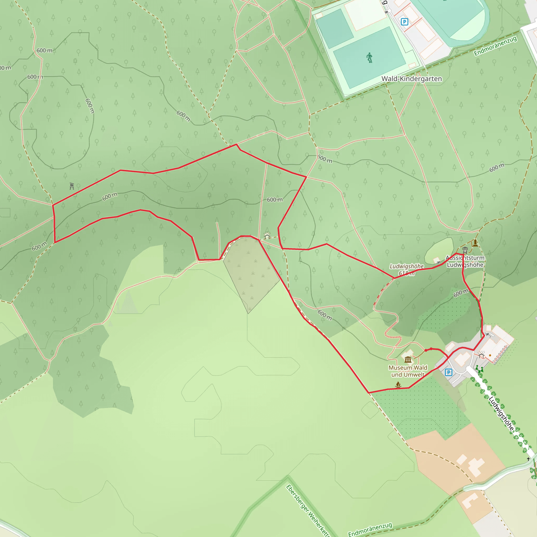 Aussichtsturm Ludwigshöhe and Ludwigshöhe Loop mobile static map