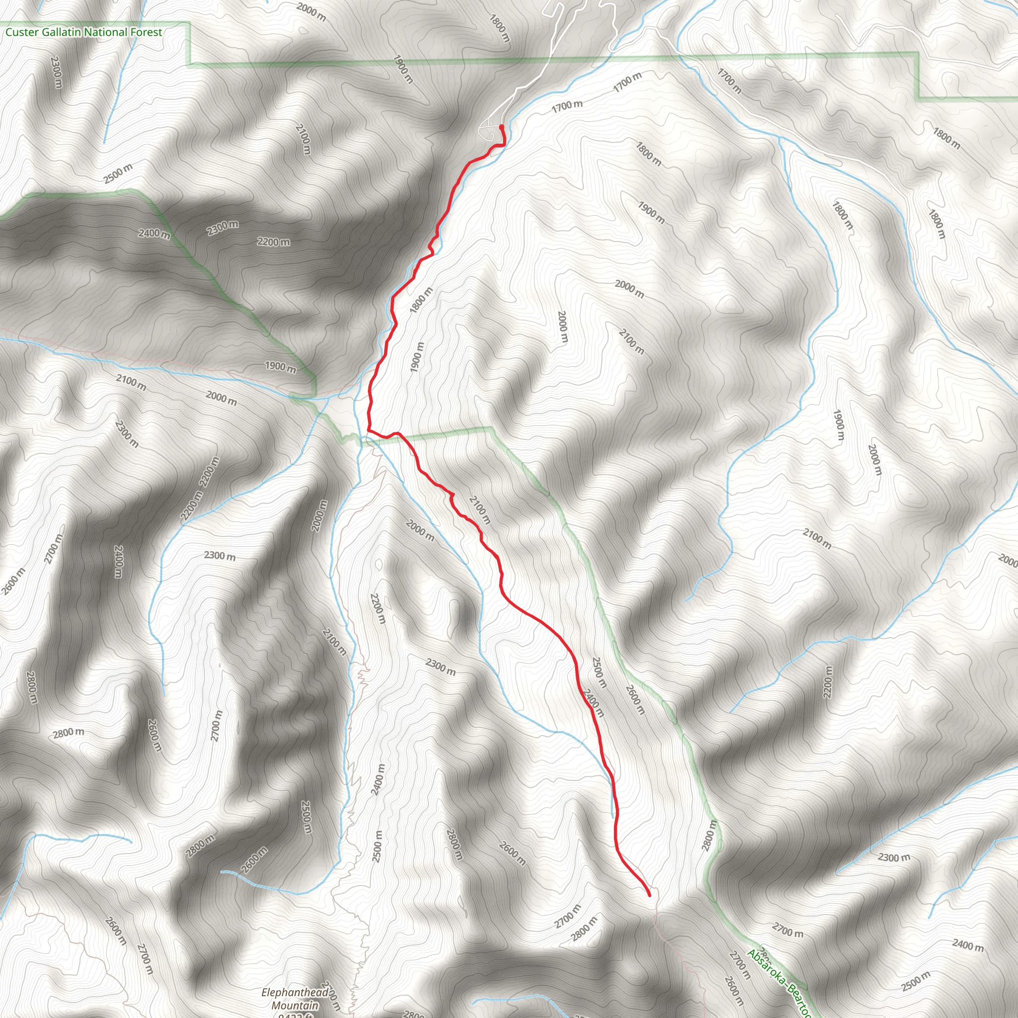 Rough Draw Trail via Elephanthead Trail mobile static map