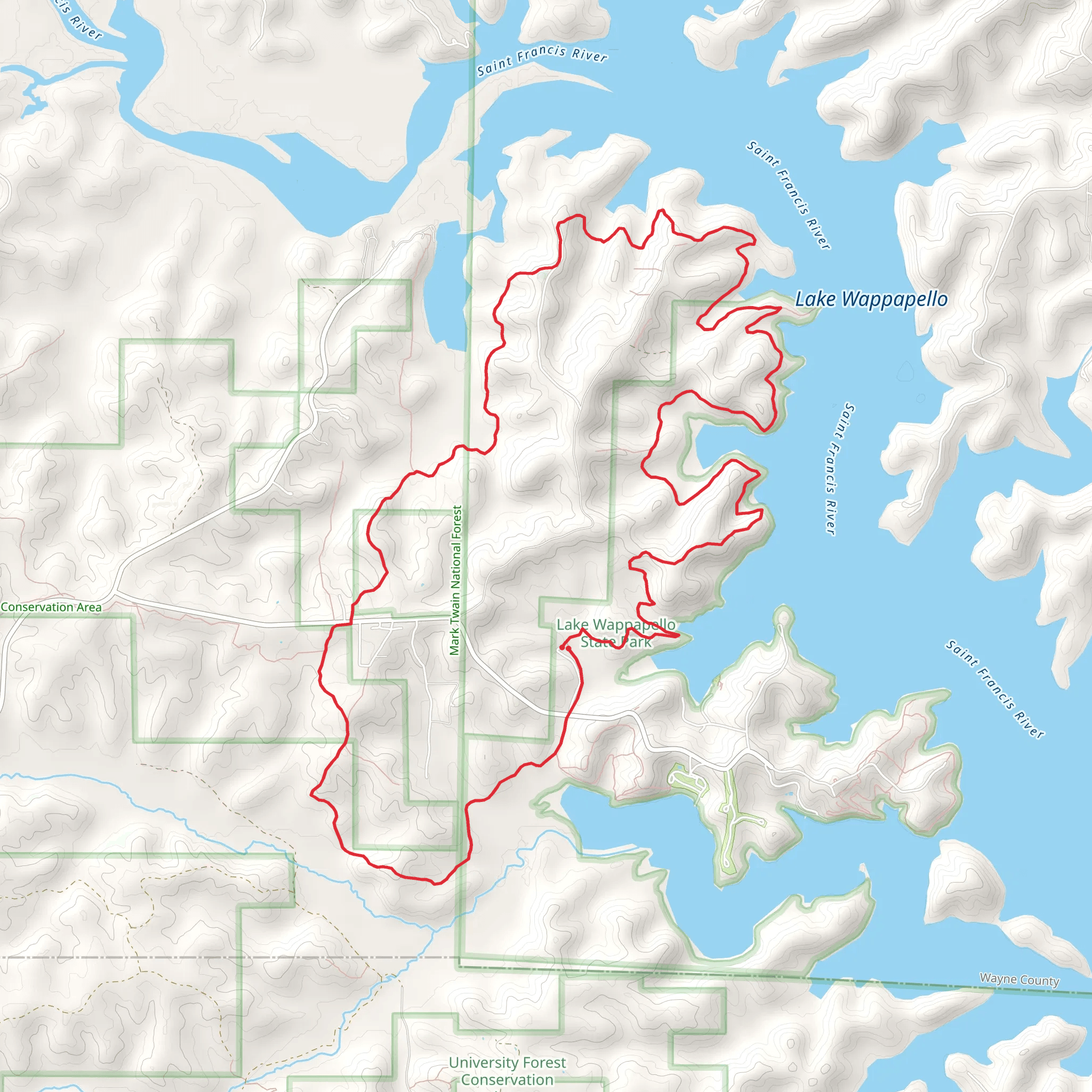 Lake Wappapello Trail Loop mobile static map