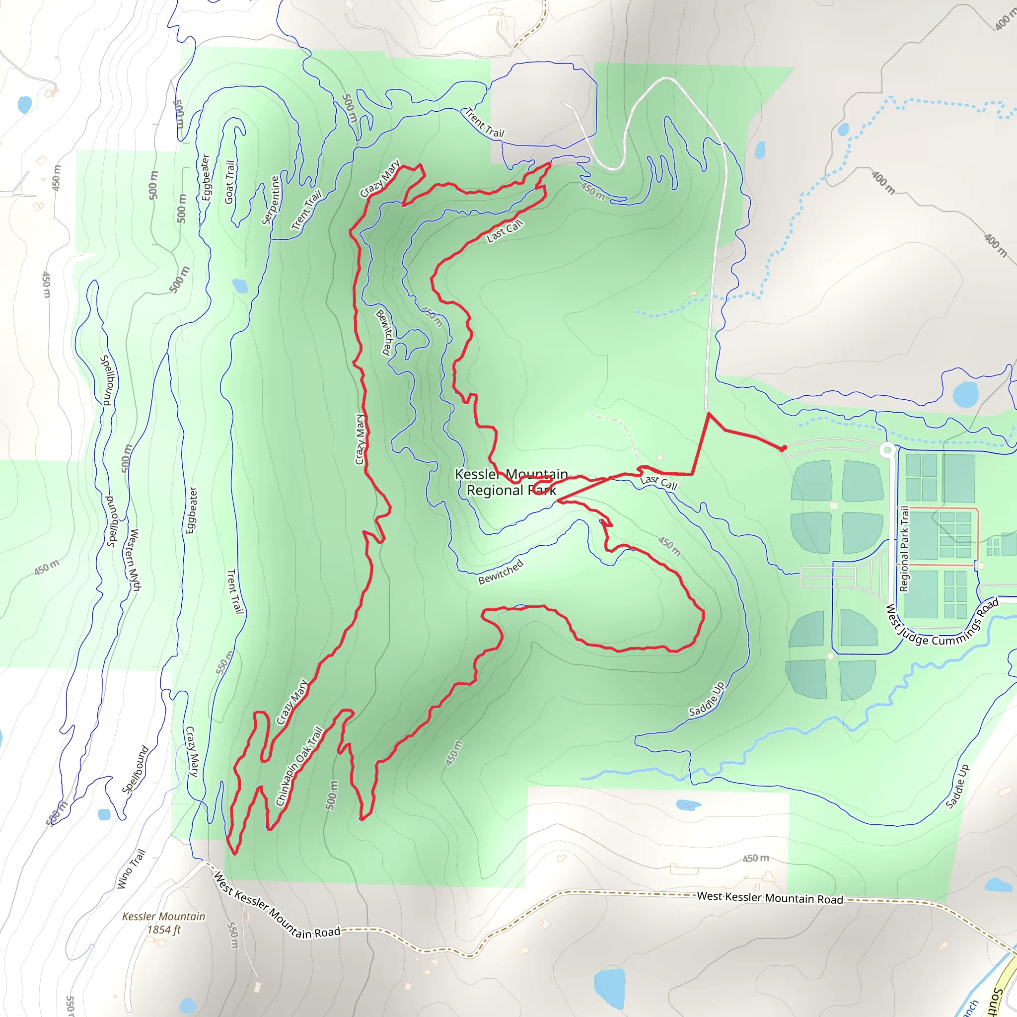 Chinkapin Oak Trail Alternate Loop mobile static map