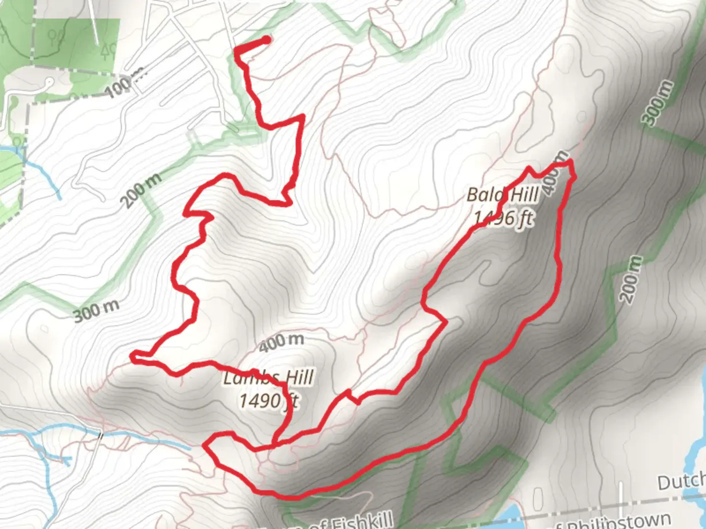 An image depicting the trail Bald Hill Overlook Trail and Fishkill Ridge Trail and its surrounding area.