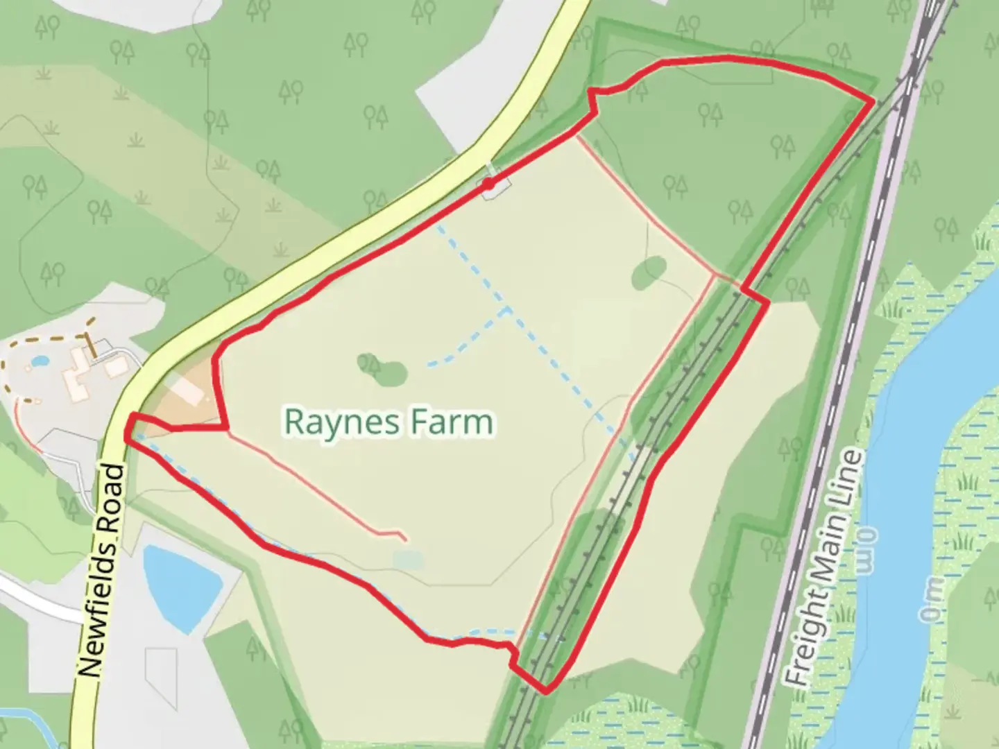 An image depicting the trail Squamscott River from Newfields Road and its surrounding area.