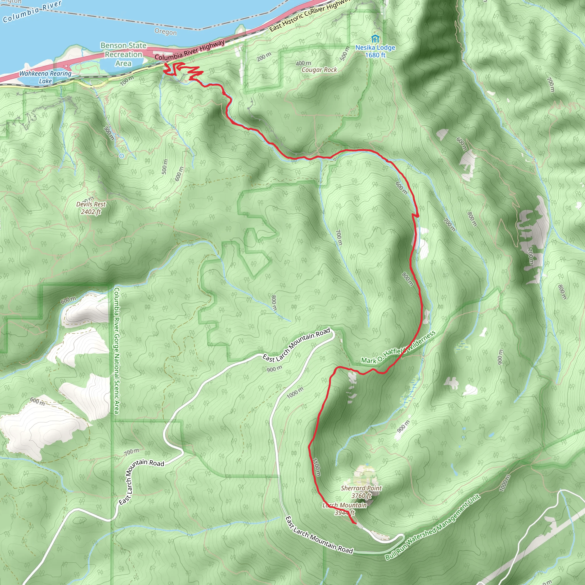 Larch Mountain Trail mobile static map