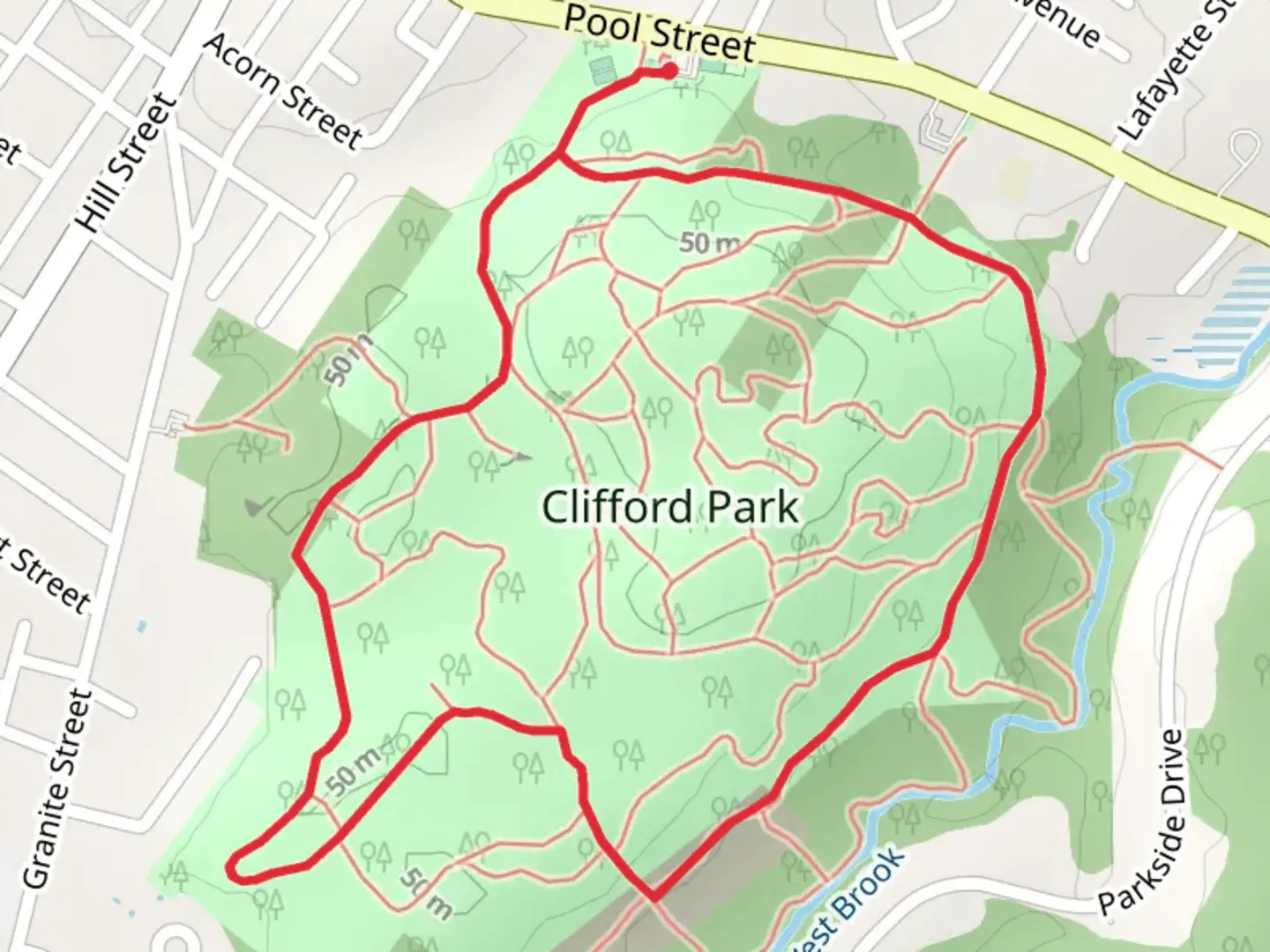 An image depicting the trail Clifford Park Loop Trail and its surrounding area.
