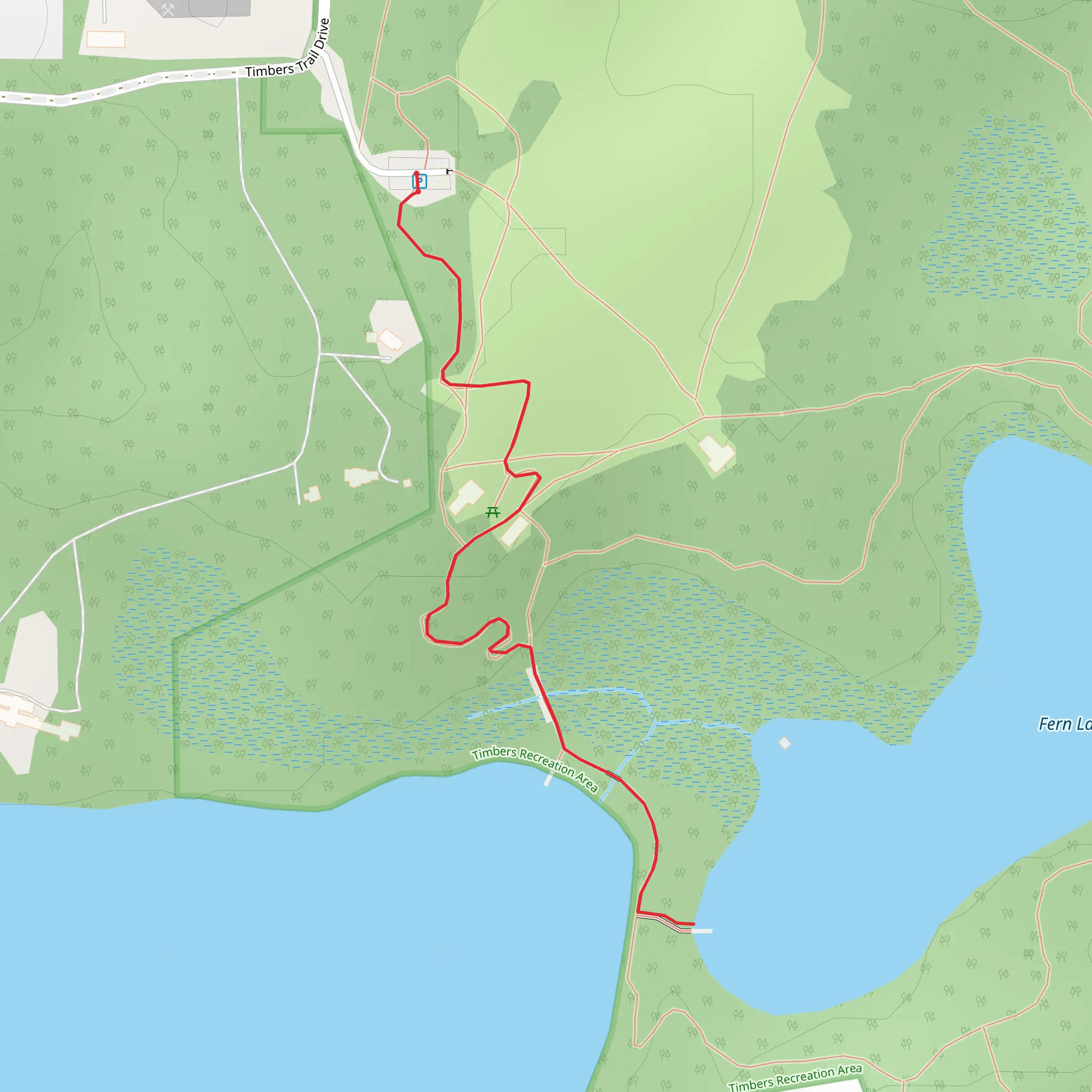 Walk to Fern and Long Lake mobile static map