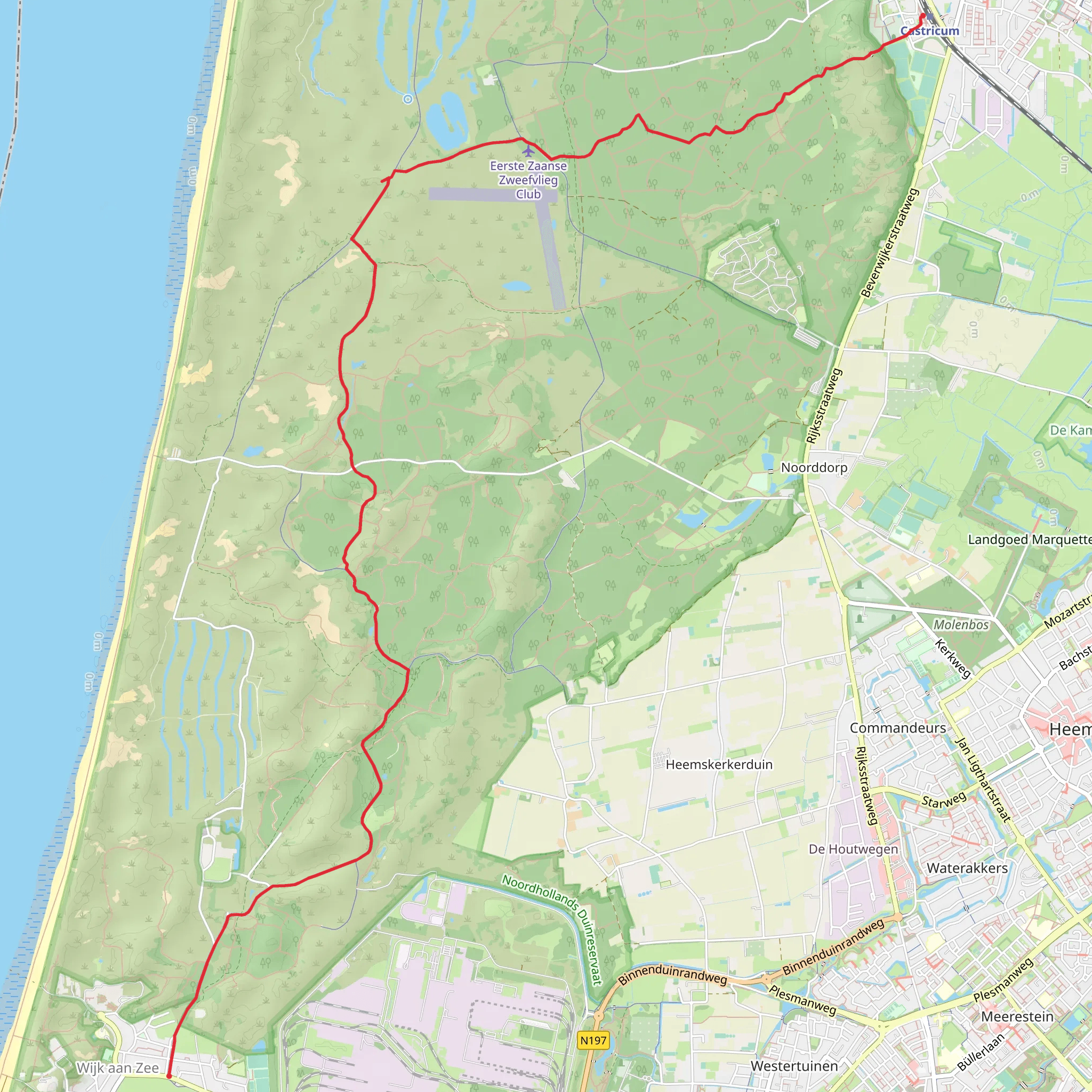 Castricum to Boothuisplein via Hoofweg and Meeuwenweg mobile static map