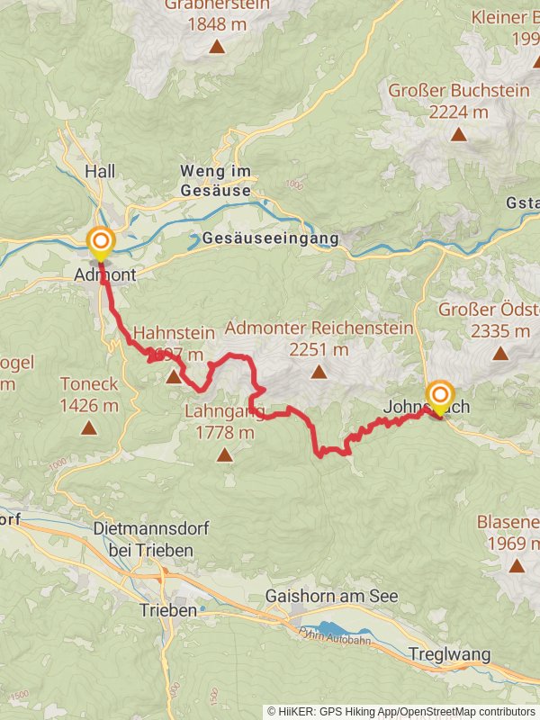 Admont to Johnsbach mobile static map