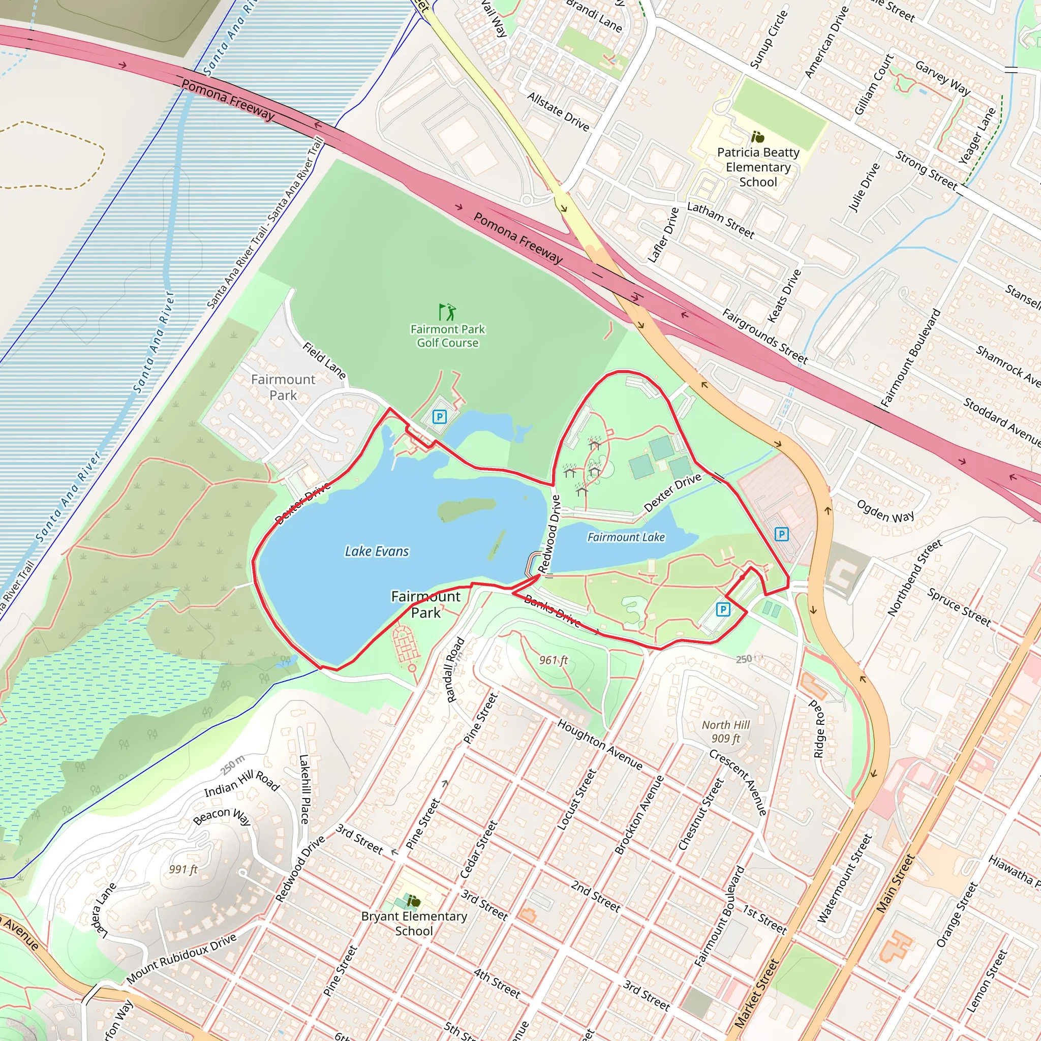 Evans and Fairmount Lakes Loop mobile static map