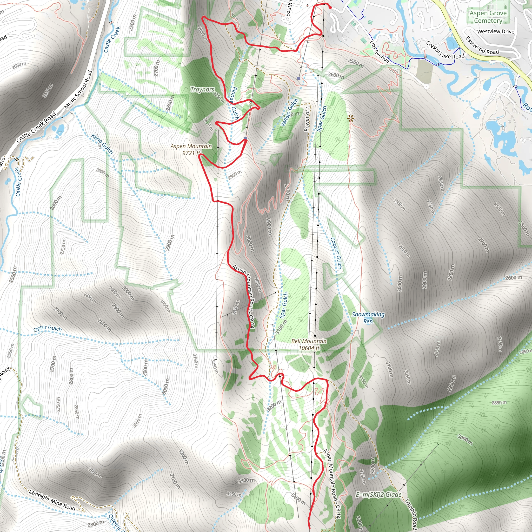 Aspen Mountain via Aspen Mountain Summer Road mobile static map