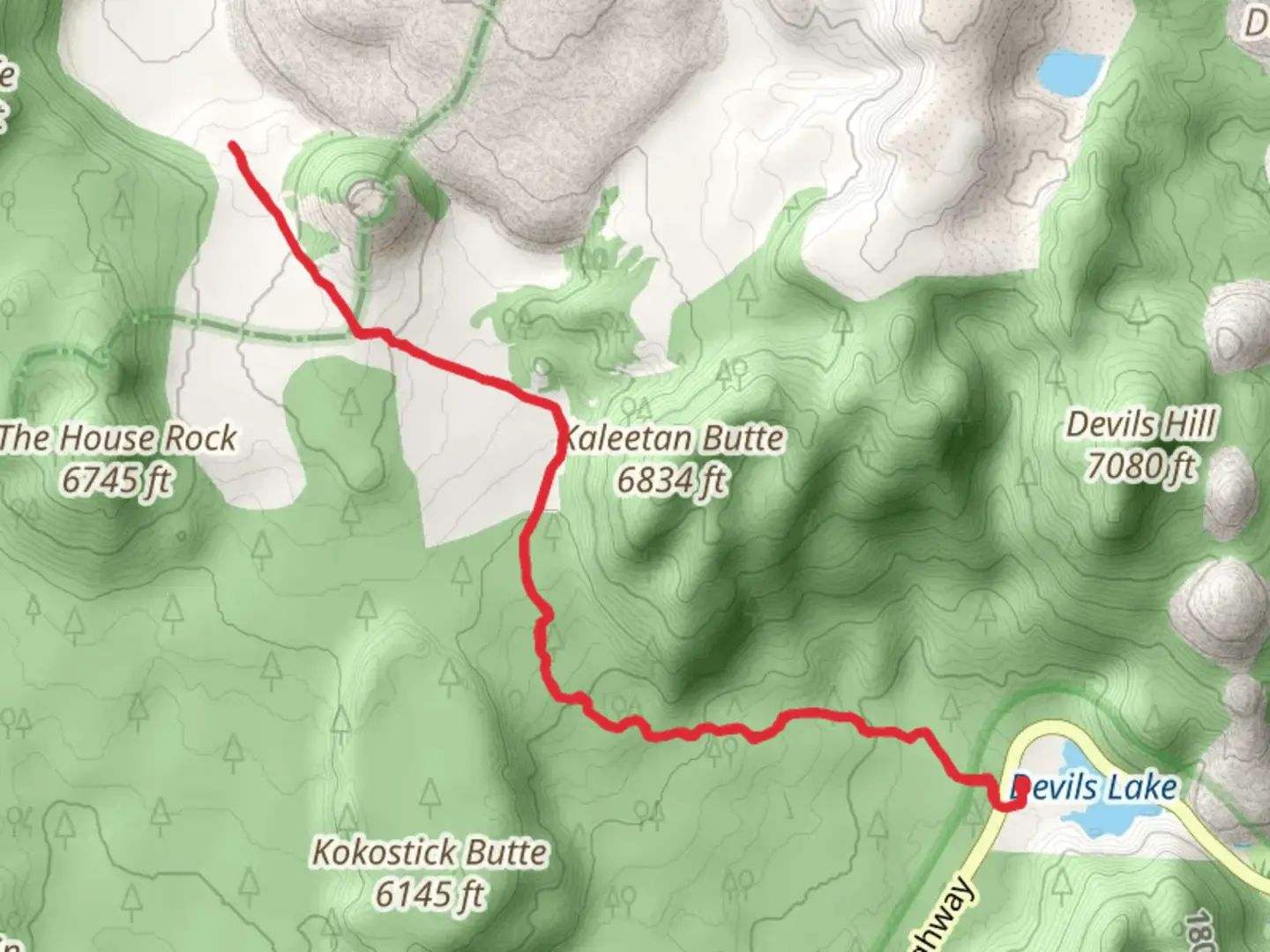 An image depicting the trail Elk Devils Trail and Three Sisters Trail and its surrounding area.