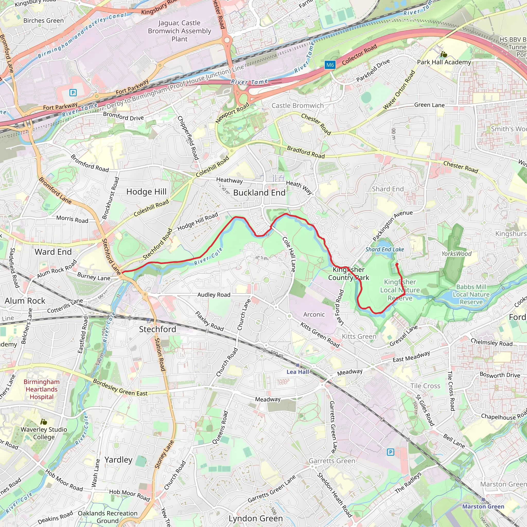 Kingfisher LNR and Colehall Walk mobile static map