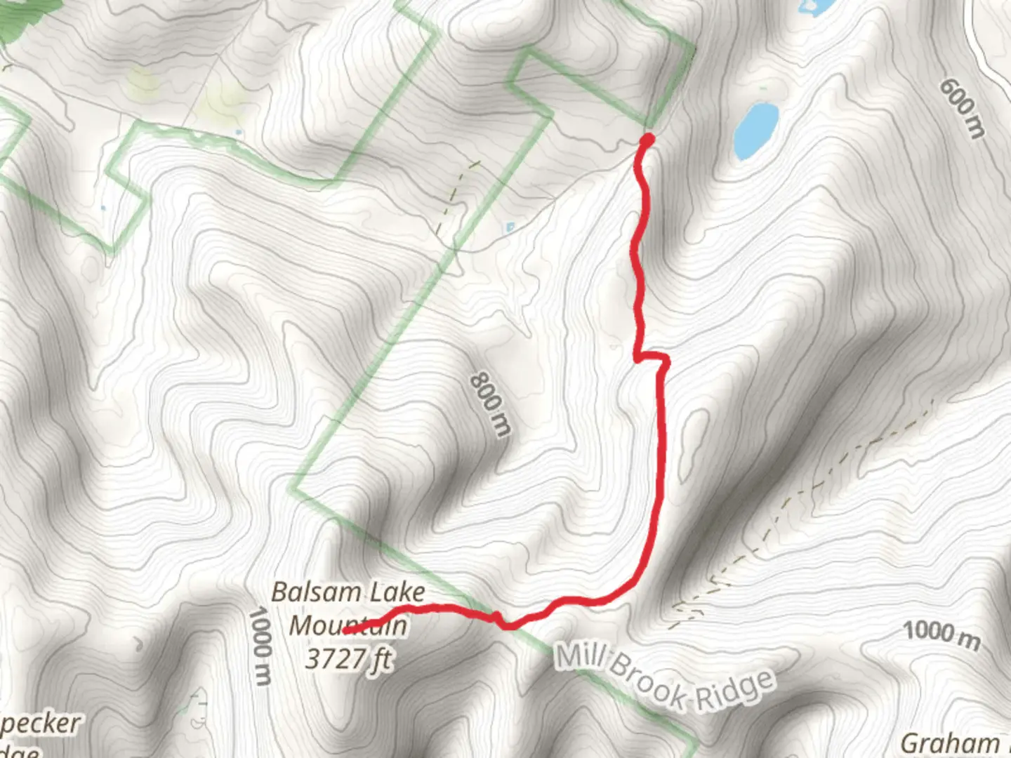 An image depicting the trail Balsam Lake Mountain and its surrounding area.