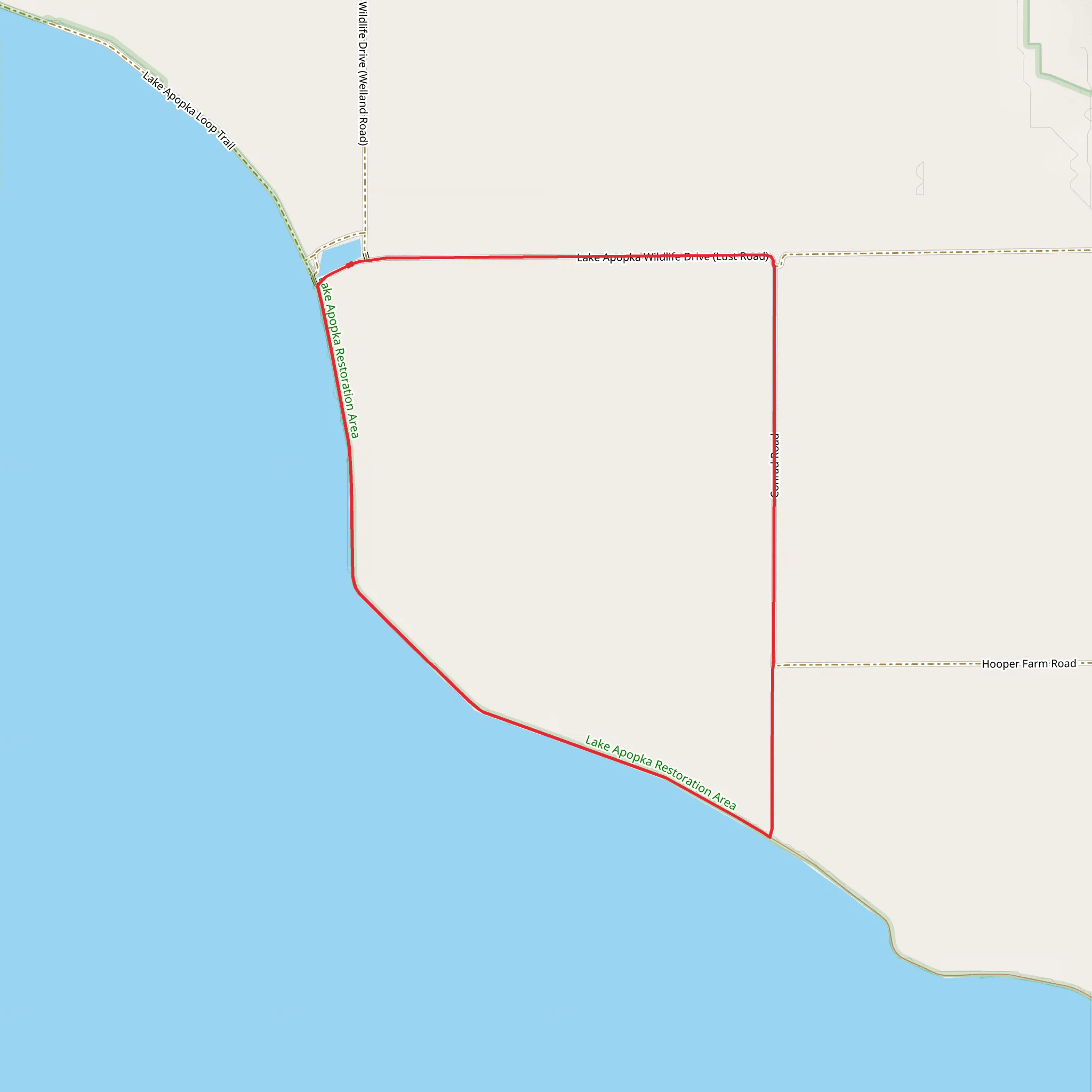 Lake Apopka Loop Trail and Lake Apopka Wildlife Drive - Lust Road Loop mobile static map