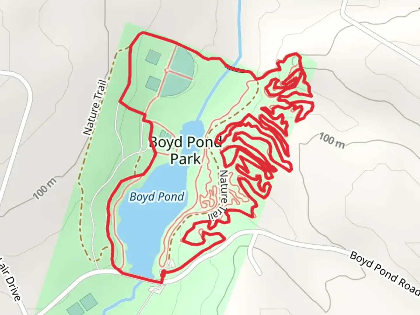 An image depicting the trail Main Trail and Boyd Pond Loop and its surrounding area.