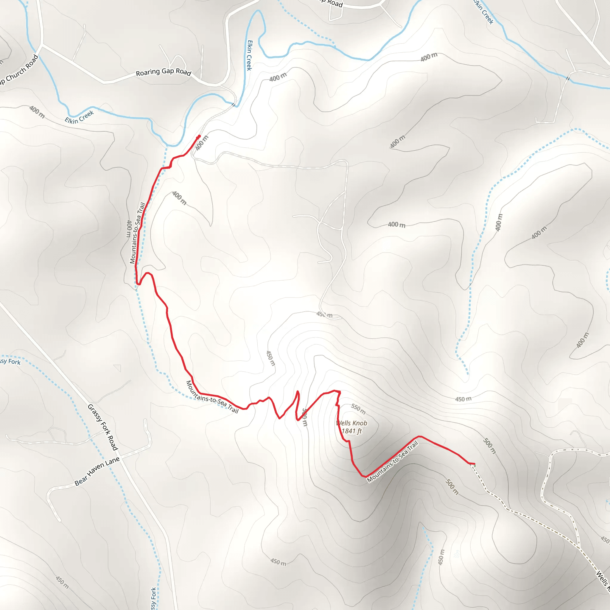 Wells Knob via Mountains-to-Sea Trail mobile static map
