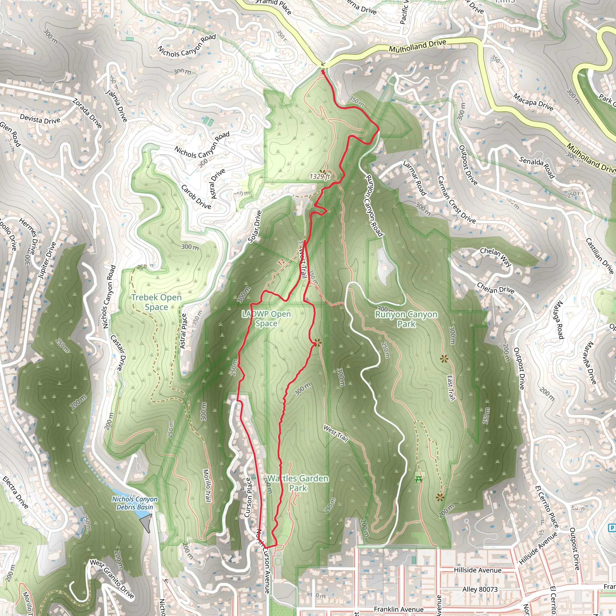 West Trail and North Curson Avenue Loop mobile static map