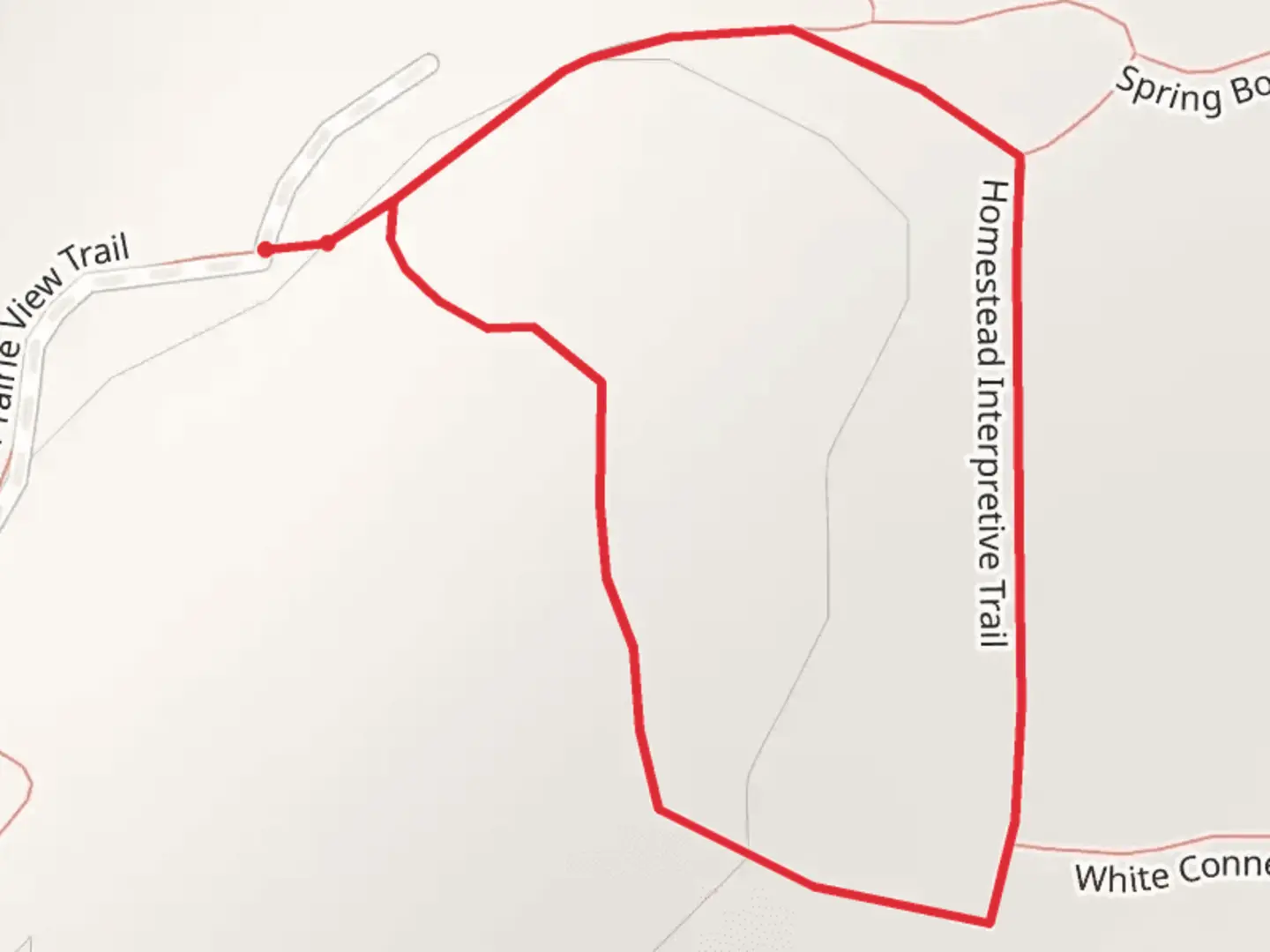 An image depicting the trail Homestead Interpretive Loop Trail and its surrounding area.