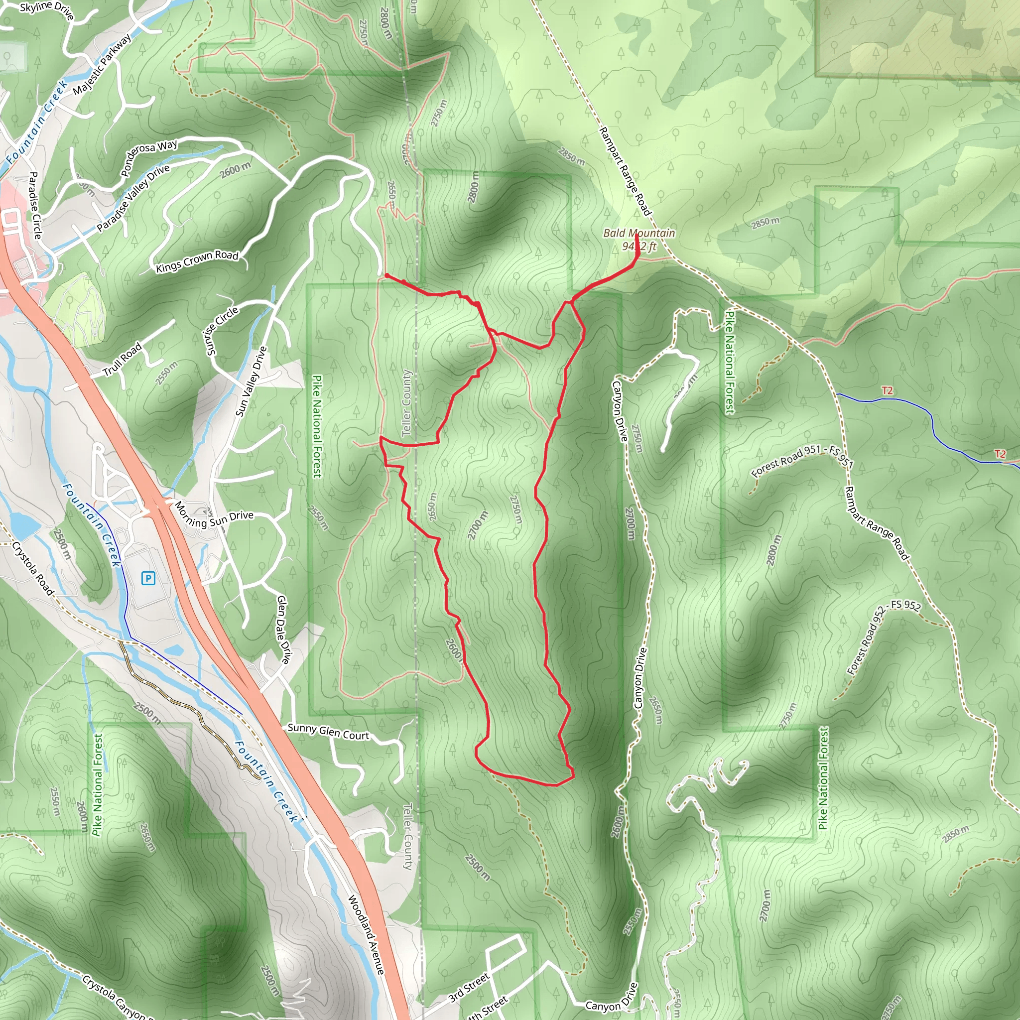 Pike National Forest and Bald Mountain Loop mobile static map