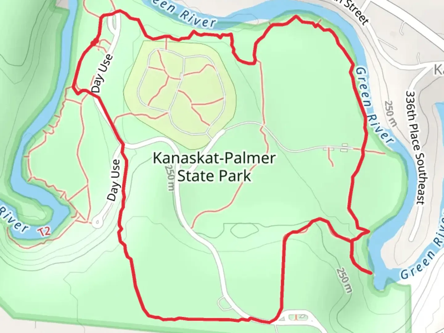 An image depicting the trail Kanaskat Palmer Recreation Area Loop and its surrounding area.