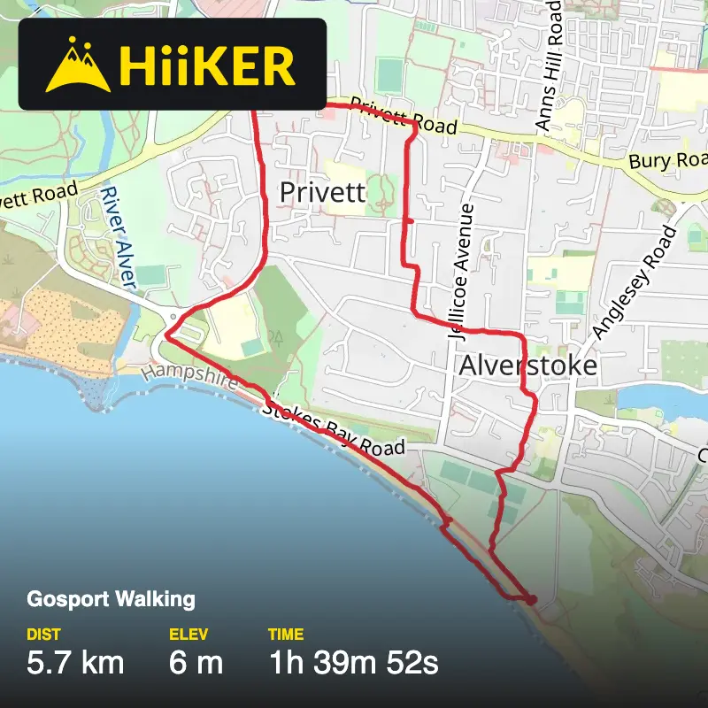 A map preview of the recording Gosport Walking.
