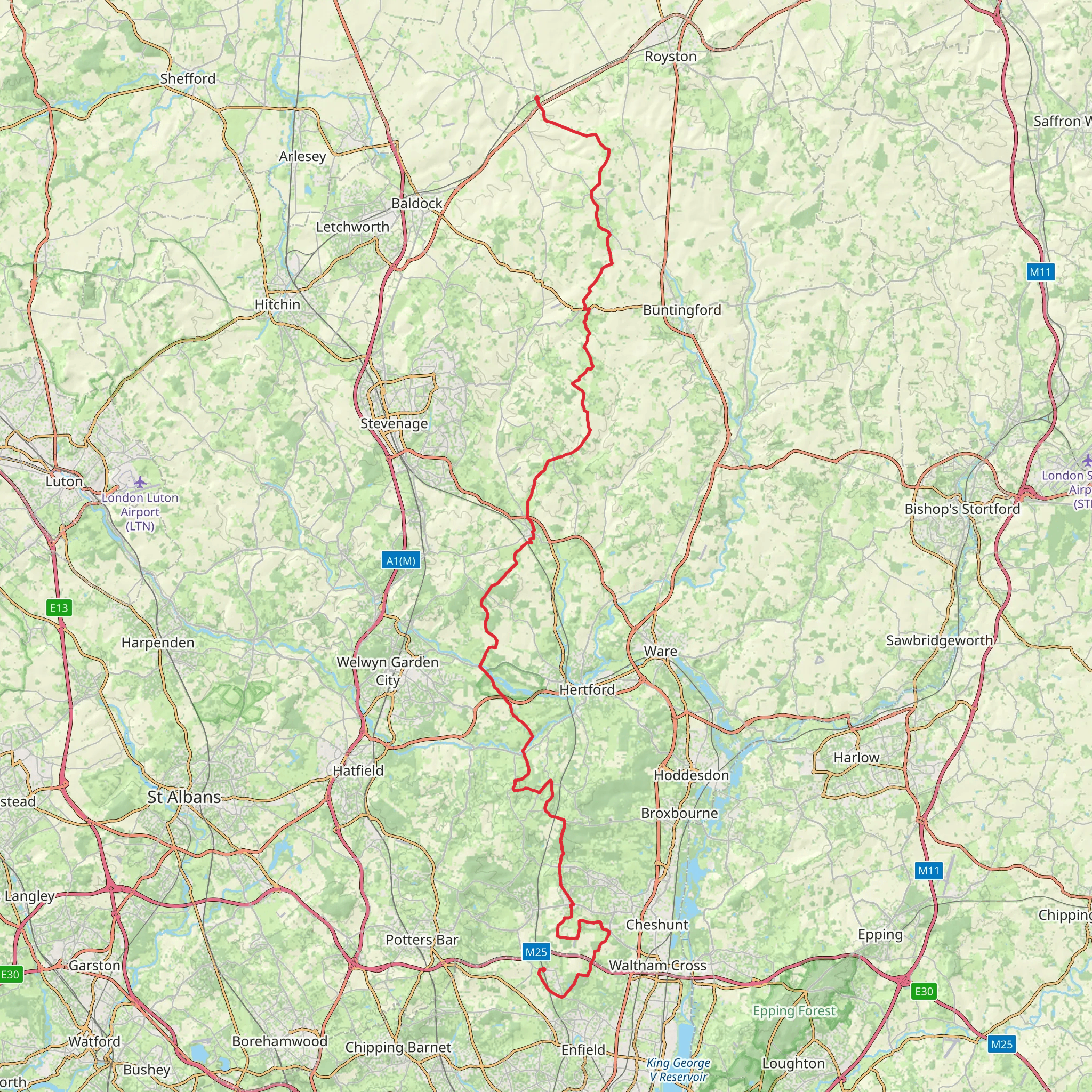 Hertfordshire Chain Walk mobile static map