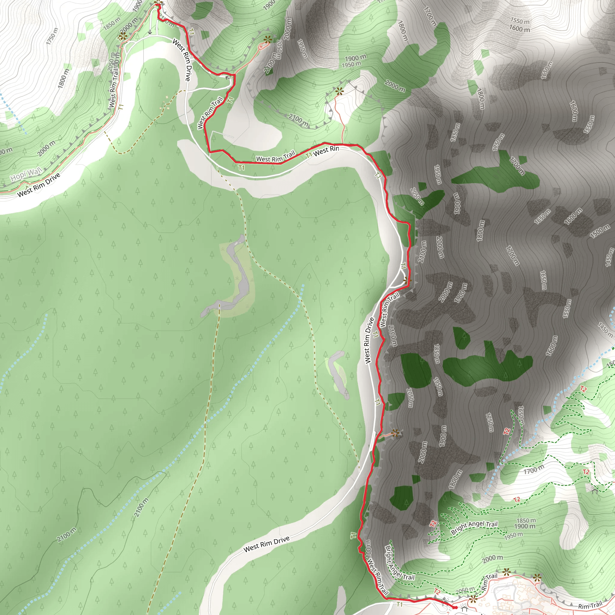 West Rim Trail mobile static map