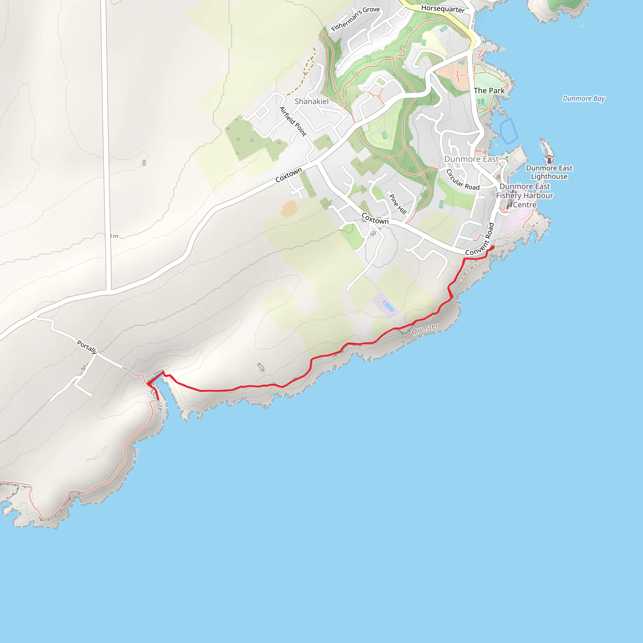 Dunmore East Cliff Walk mobile static map