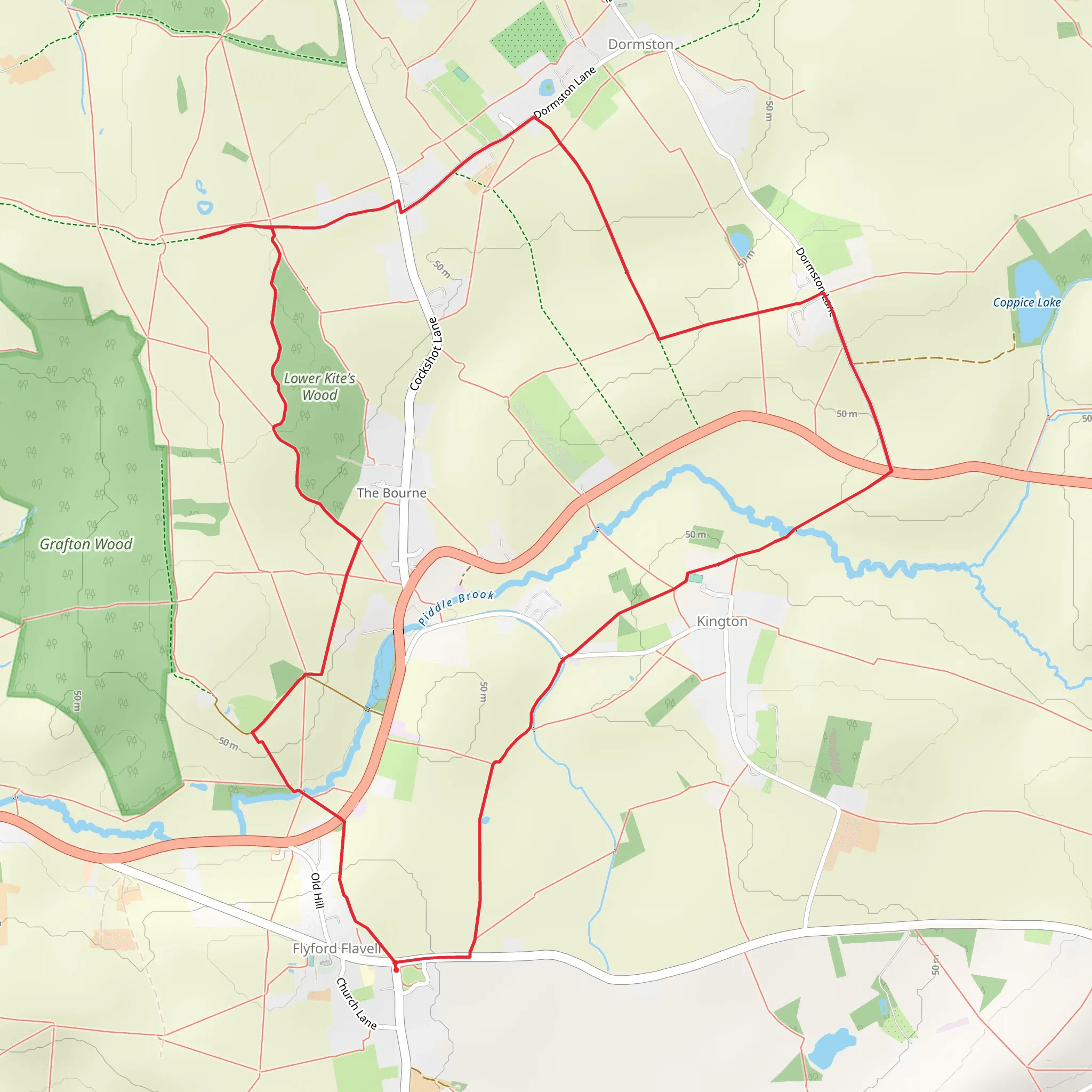 Flyford Flavell Loop mobile static map