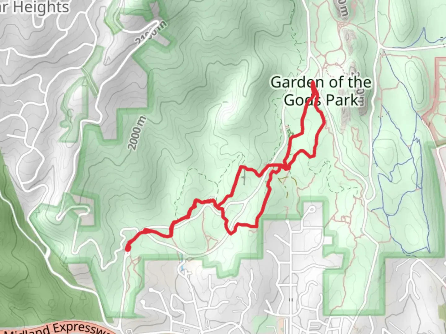 An image depicting the trail Strausenbach Trail and Scotsman Loop Trail and its surrounding area.